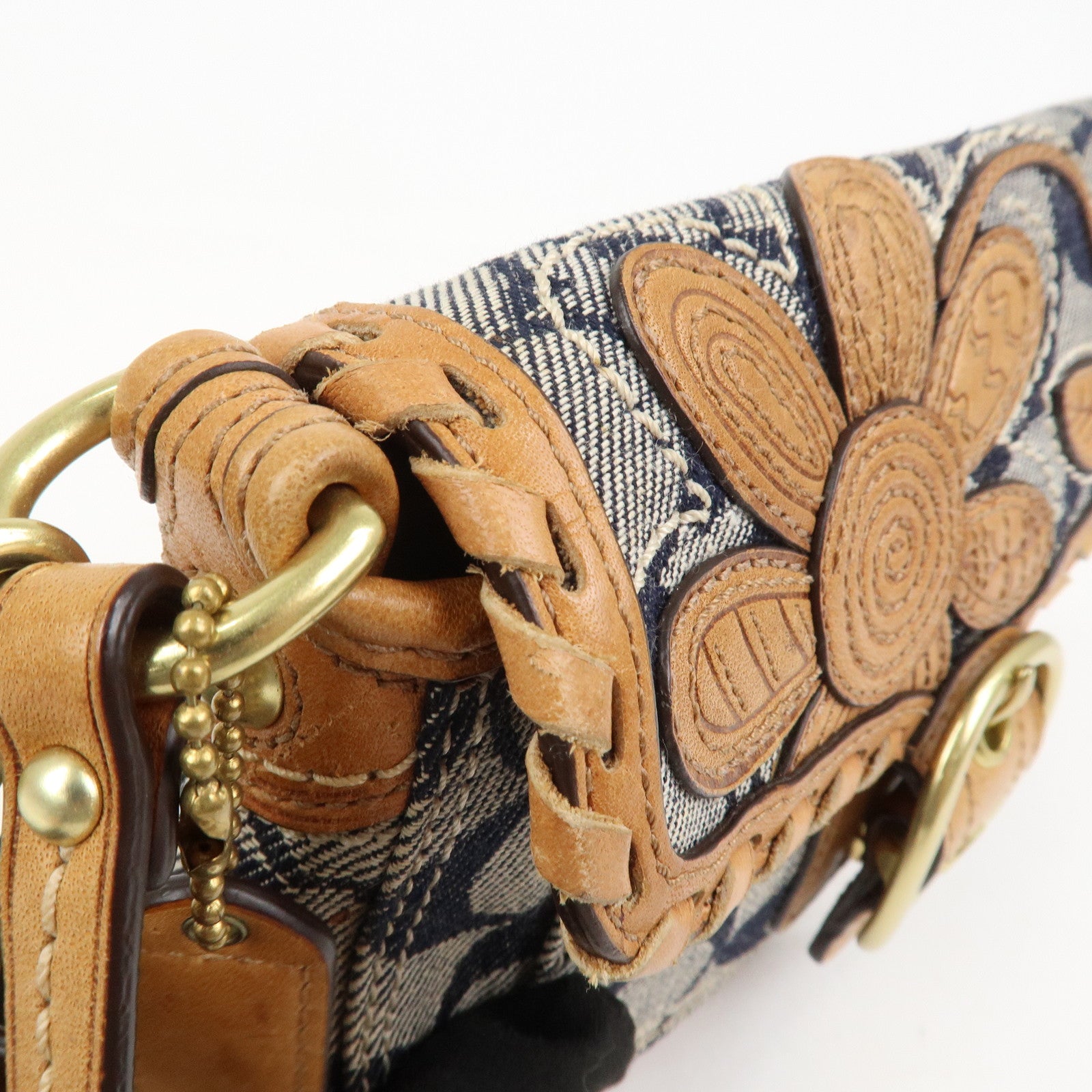 COACH Set Of 3 Leather Canvas Hand Bag Shoulder bag Red Navy White