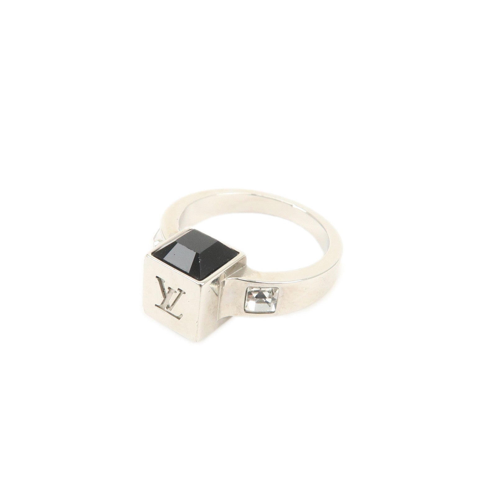 Louis Vuitton Berg Gamble Metal Rhinestone Ring Silver M66389