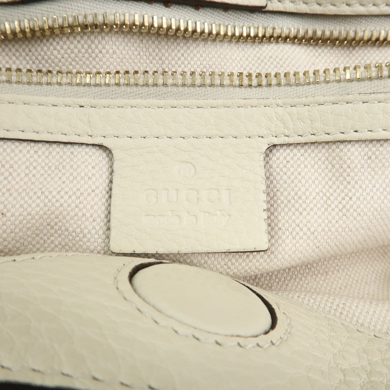 GUCCI Bamboo Leather Shopper Medium 2Way Shoulder Bag Ivory 323660