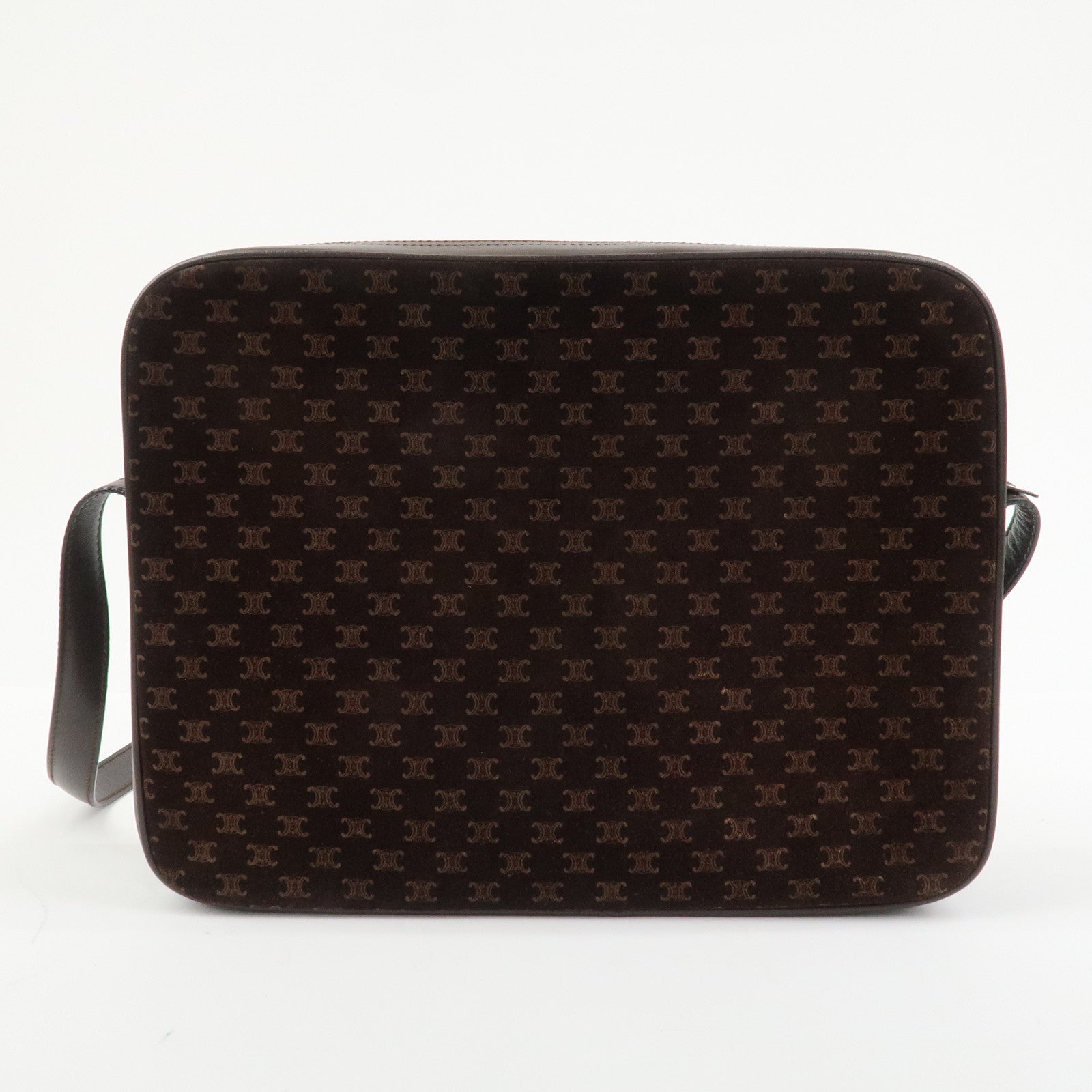 CELINE Macadam Suede Leather Shoulder Bag Crossbody Bag Brown