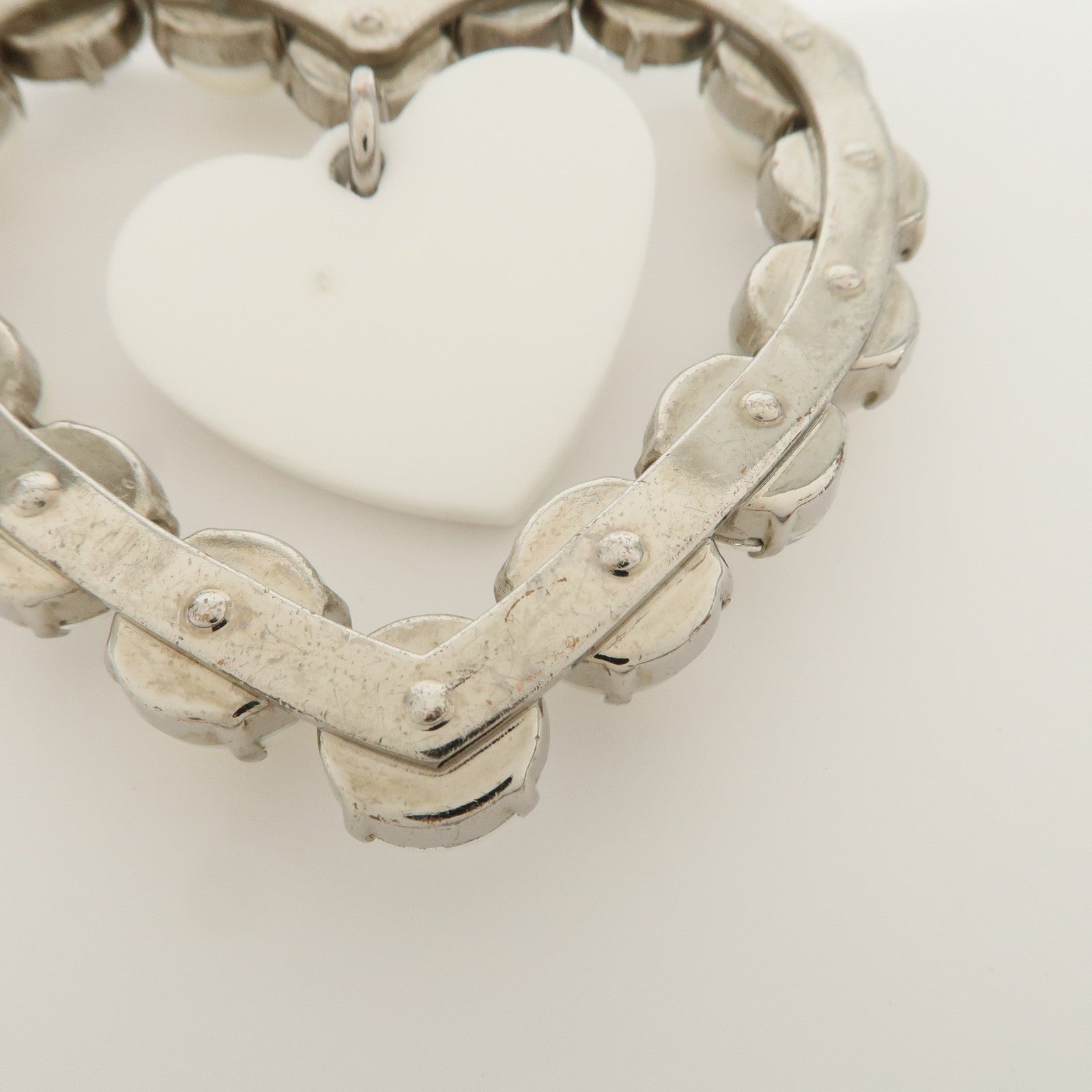 MIU MIU Metal Rhinestone Imitation Pear Heart Bag Charm Key Chain