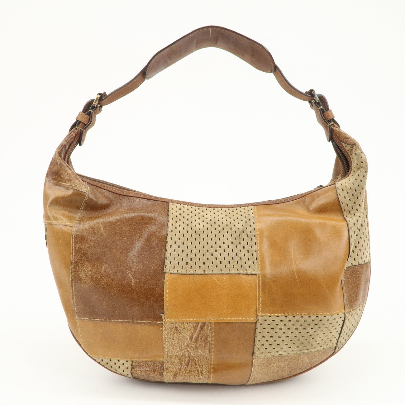 Christian Dior Leather Shoulder Bag Hand Bag Brown Beige