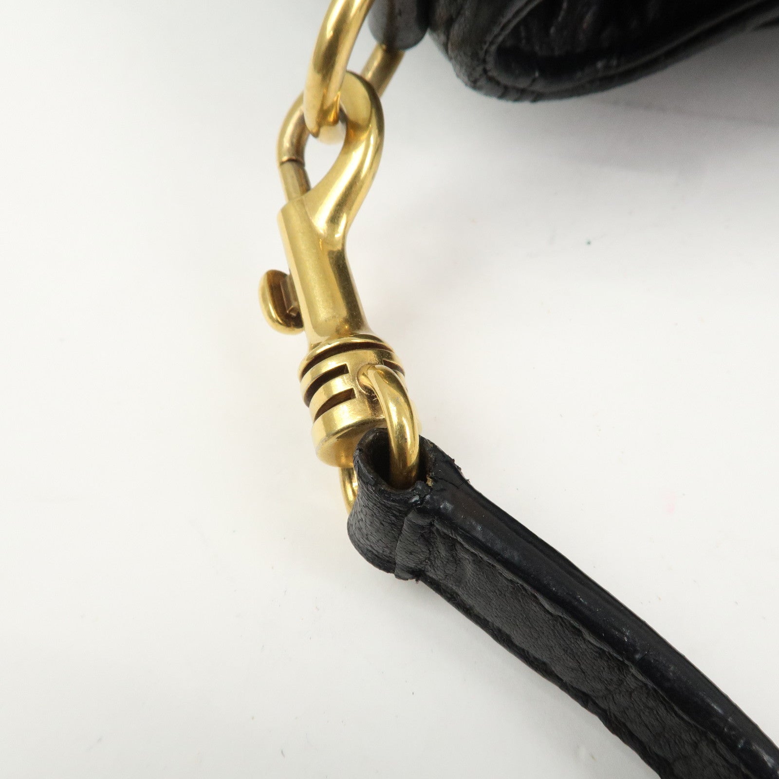 MIU MIU Leather 2 Way Bag Tote Shoulder Crossbody Bag Black Gold