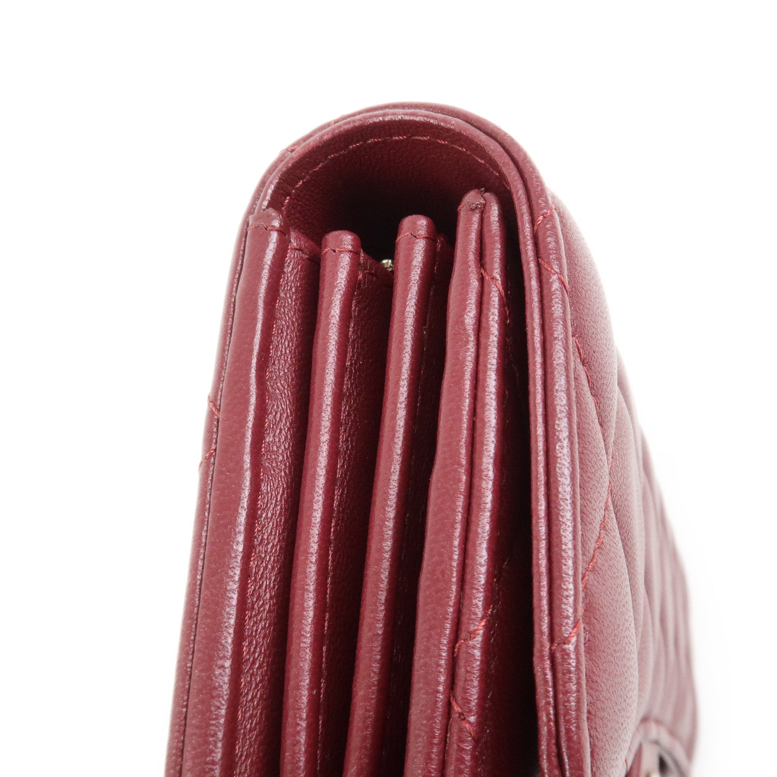 CHANEL Matelasse Lamb Skin Classic Long Flap Wallet Red AP0241