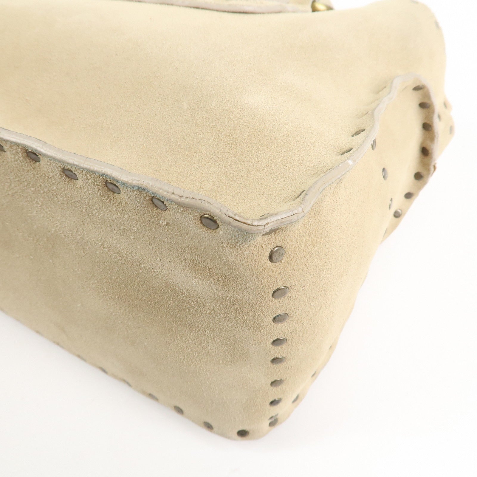 CELINE Suede Boogie Bag Hand Bag Tote Bag Ivory CE00/38 Used