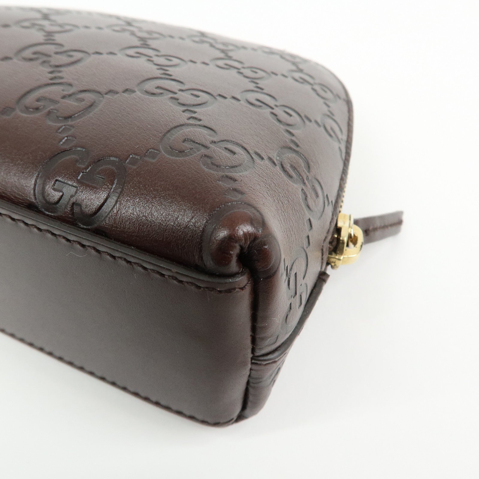 GUCCI Guccissima Leather Cosmetic Pouch Brown 141810
