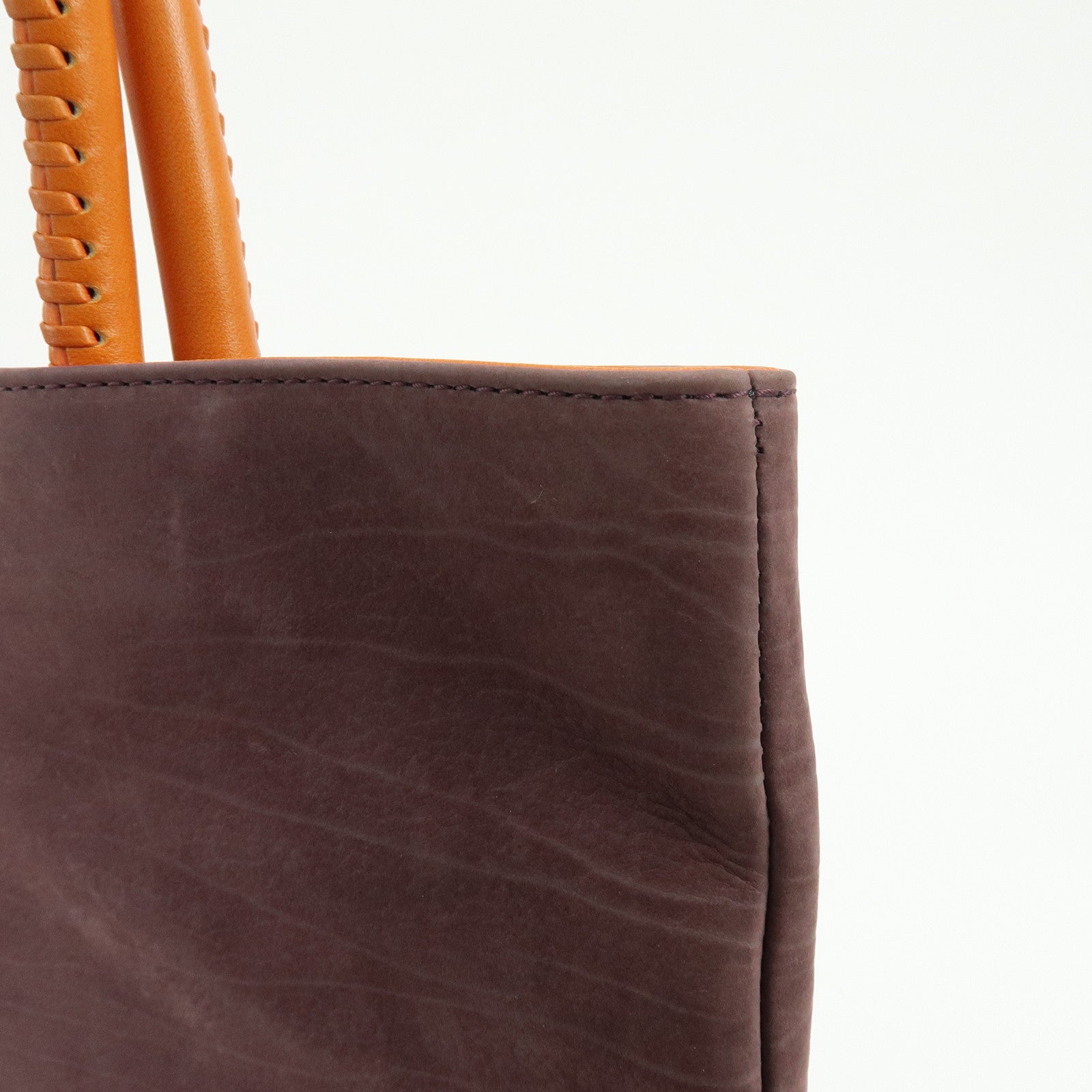 BVLGARI Collezione Suede Leather Tote Shoulder Bag Purple Orange