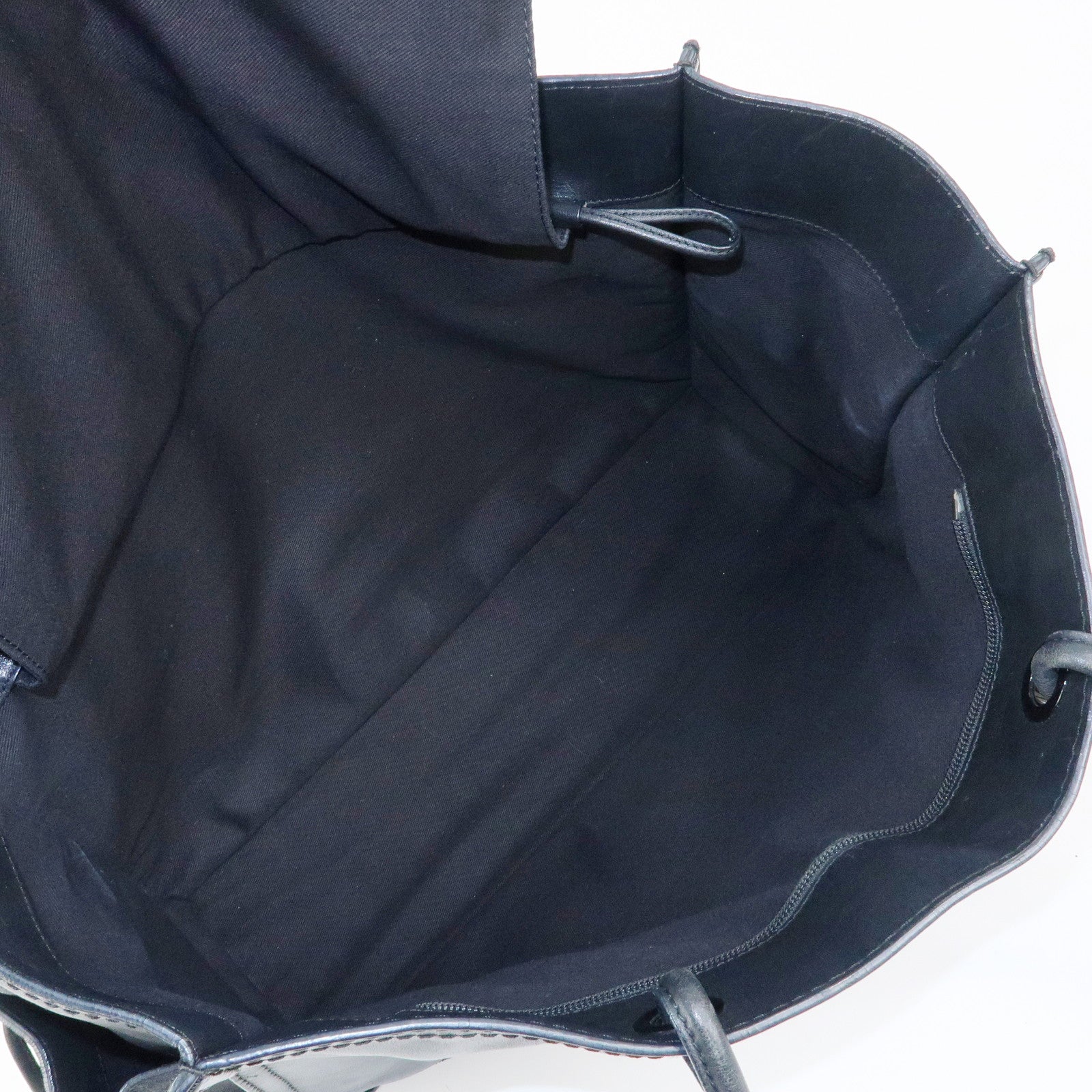 LOEWE Logo Studs Leather Shopper Tote Bag Shoulder Bag Black