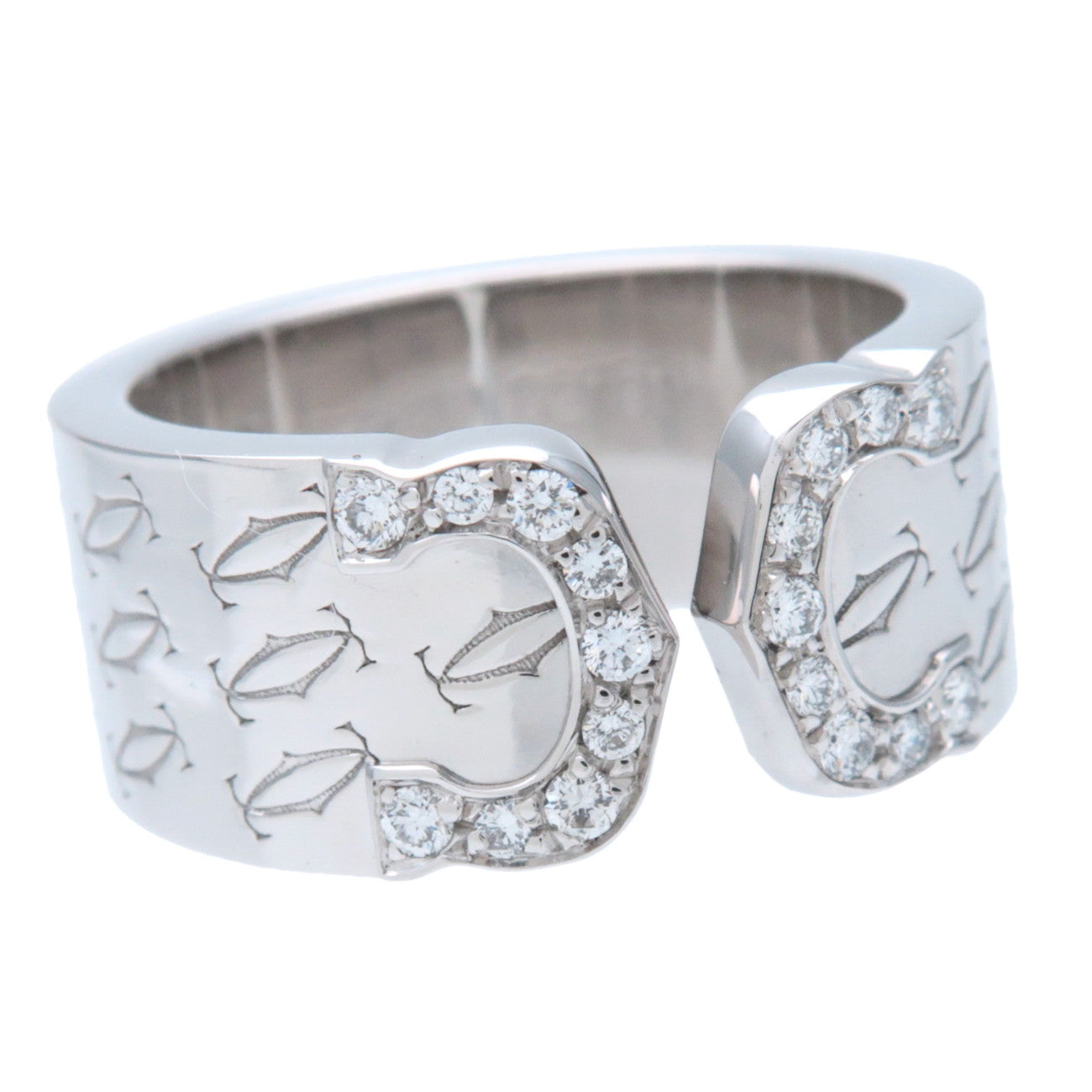 Cartier C2 Diamond Ring K18WG 2000 Xmas Limited #47 US4.5 EU47.5