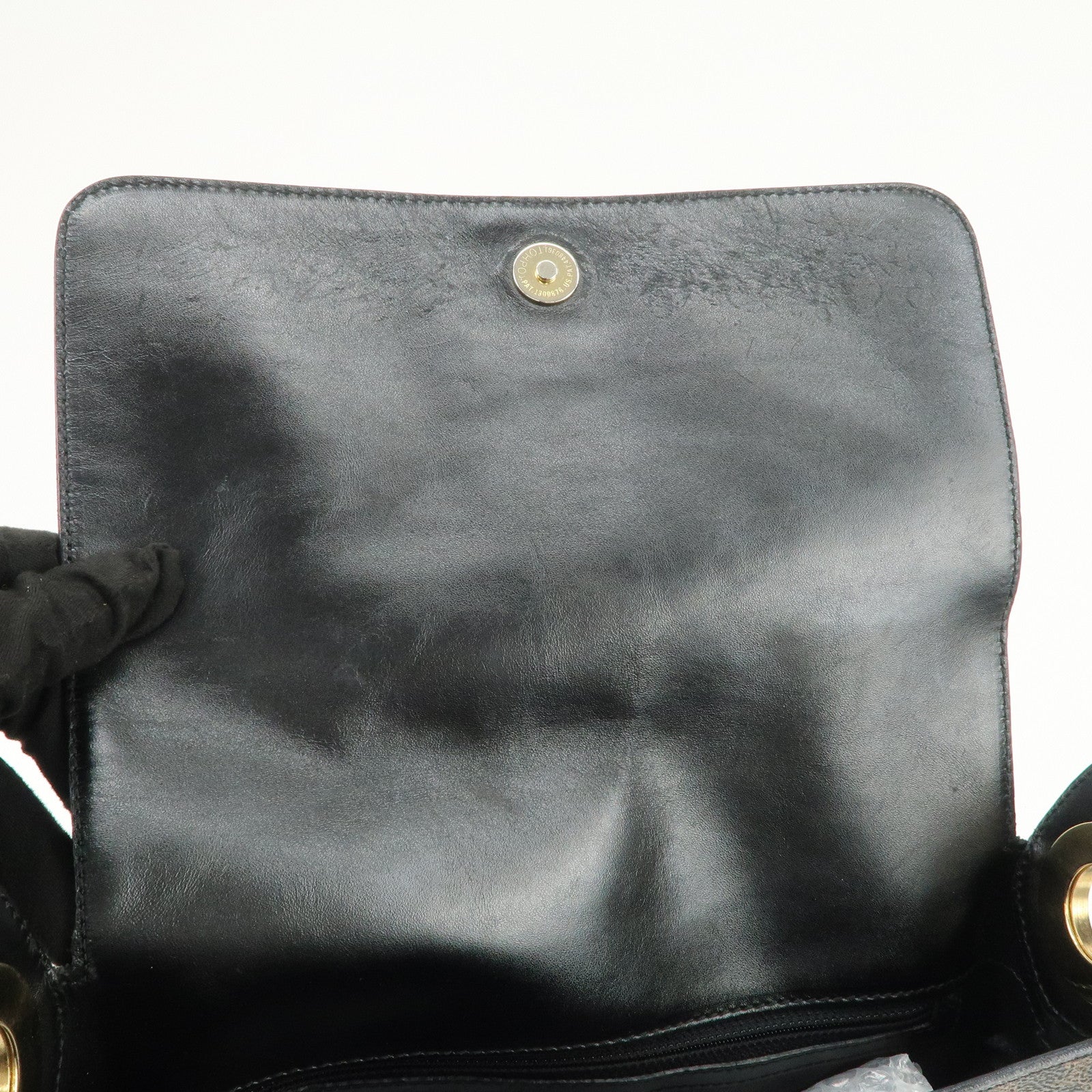 CELINE Macadam PVC Leather Shoulder Bag Hand Bag Black Brown
