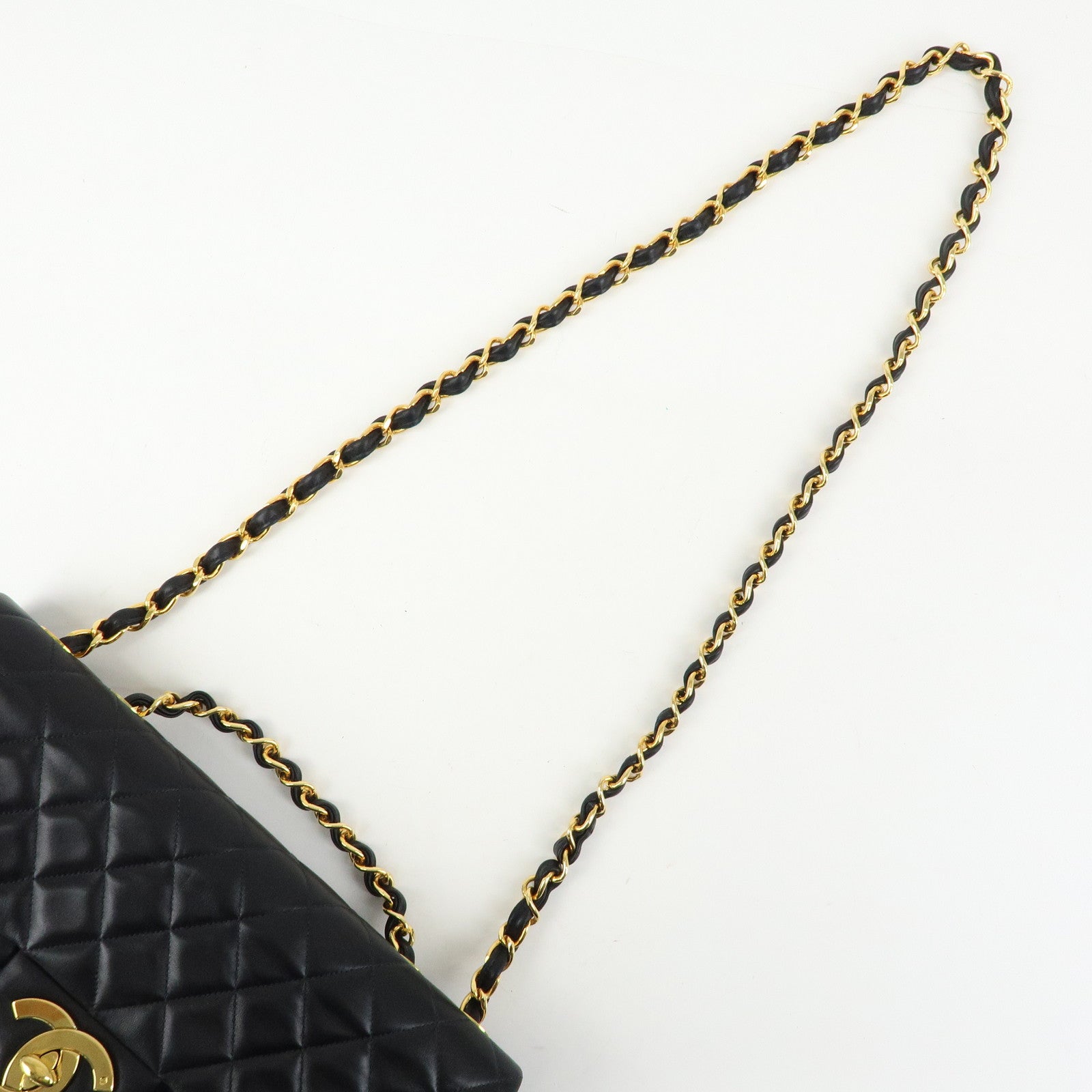 CHANEL Jumbo Matelasse 34 Lamb Skin Flap Shoulder Bag Black A01094