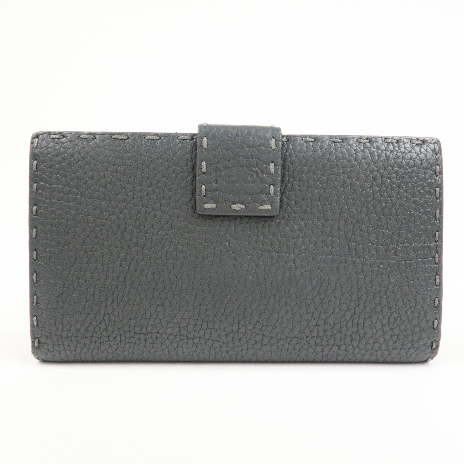 FENDI Seleria Leather Peekaboo Long Wallet Gray 8M0308