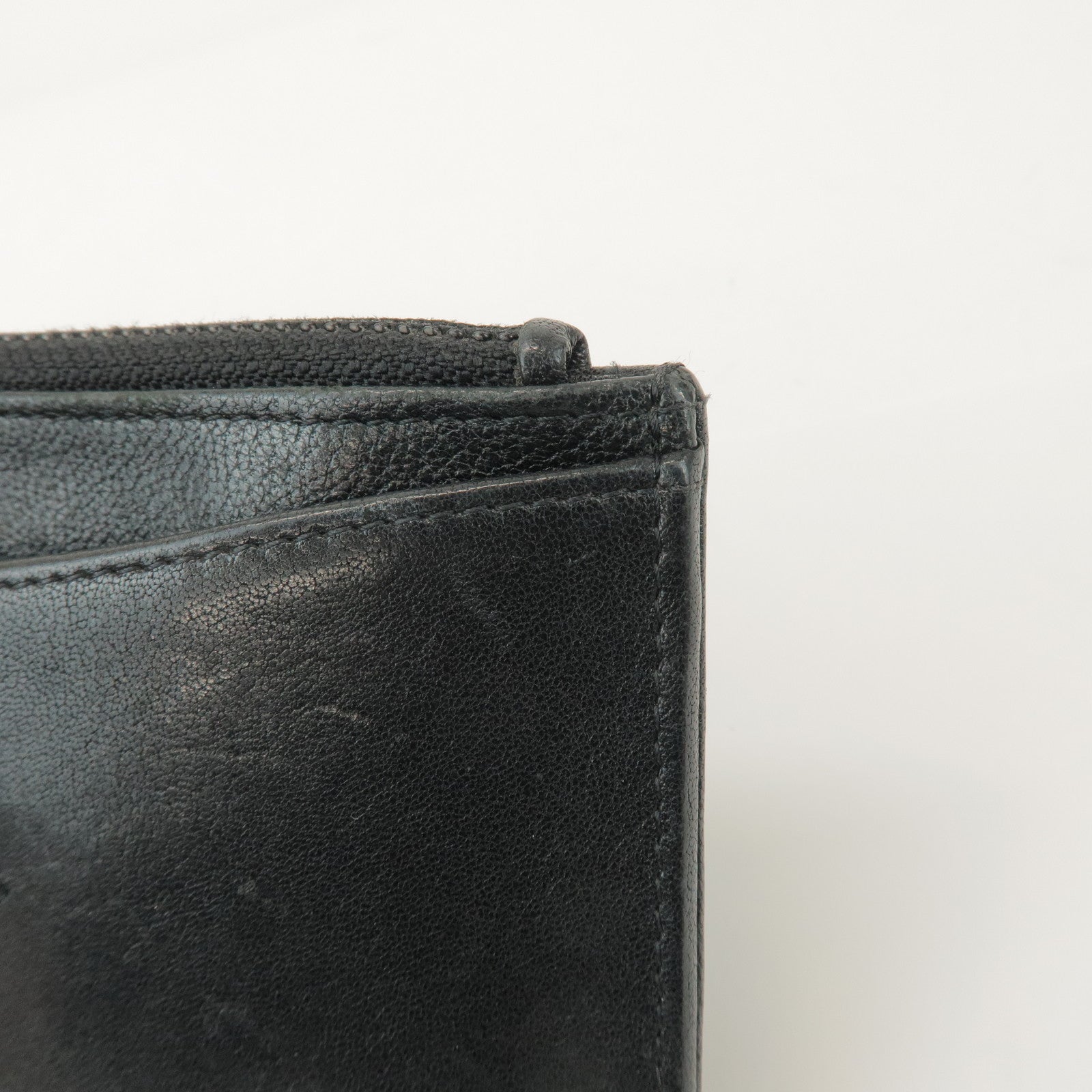 CHANEL COCO Mark Calf Leather Long Wallet Black