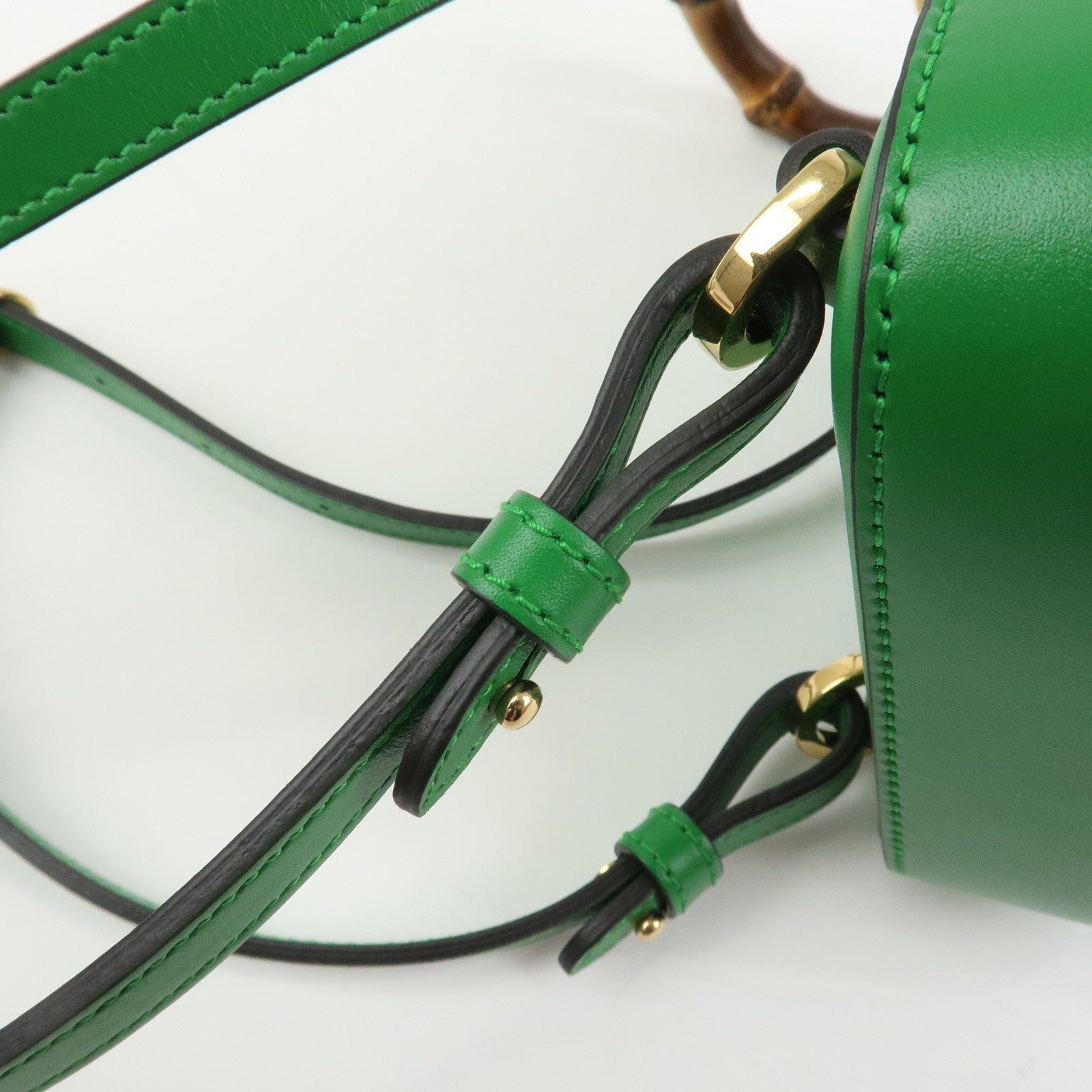 GUCCI Bamboo Leather 2Way Bag Backpack Shoulder Bag Green 702106