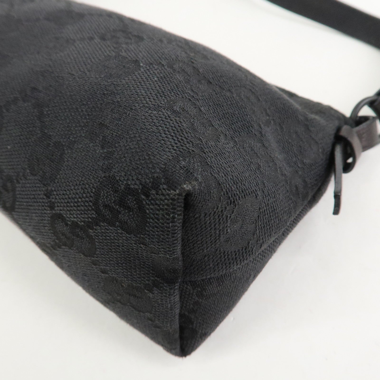 GUCCI GG Canvas Leather Shoulder Bag Hand Bag Pouch Black 103399