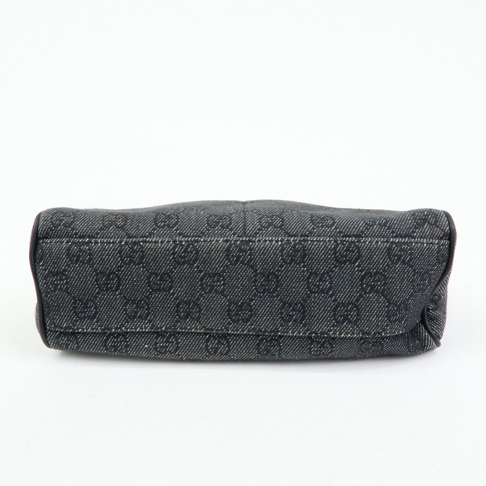 GUCCI Half Moon GG Denim Shoulder Bag Hand Bag Black 90781