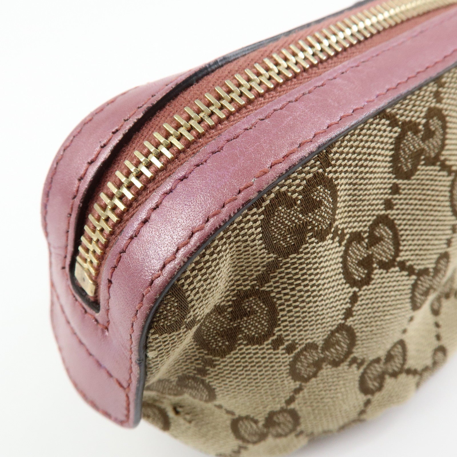 GUCCI Interlocking G Lovely Heart Cosmetic Pouch Beige Pink 308728