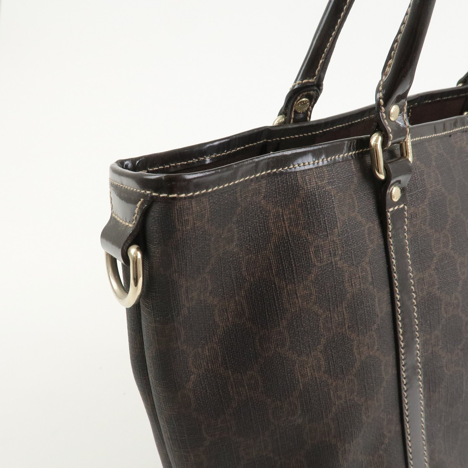 GUCCI GG Supreme Tote Bag Shoulder Bag Dark Brown 197953