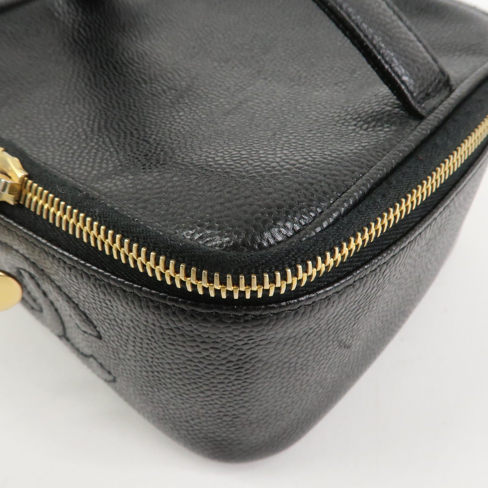 CHANEL Caviarskin COCO Mark Vanity Bag Hand Bag Black A01997