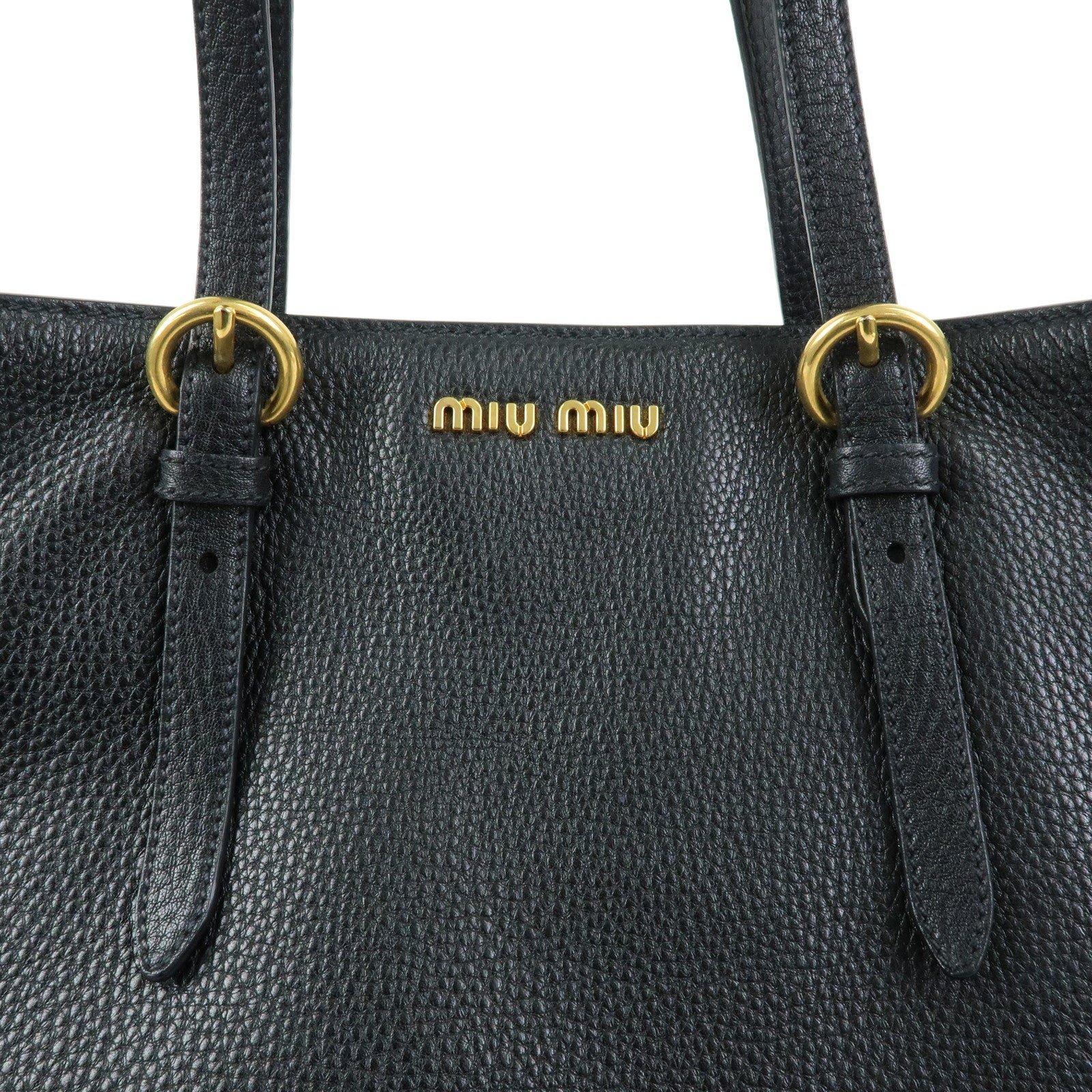 MIU MIU Madras Leather 2Way Bag Hand Bag Shoulder Bag Black