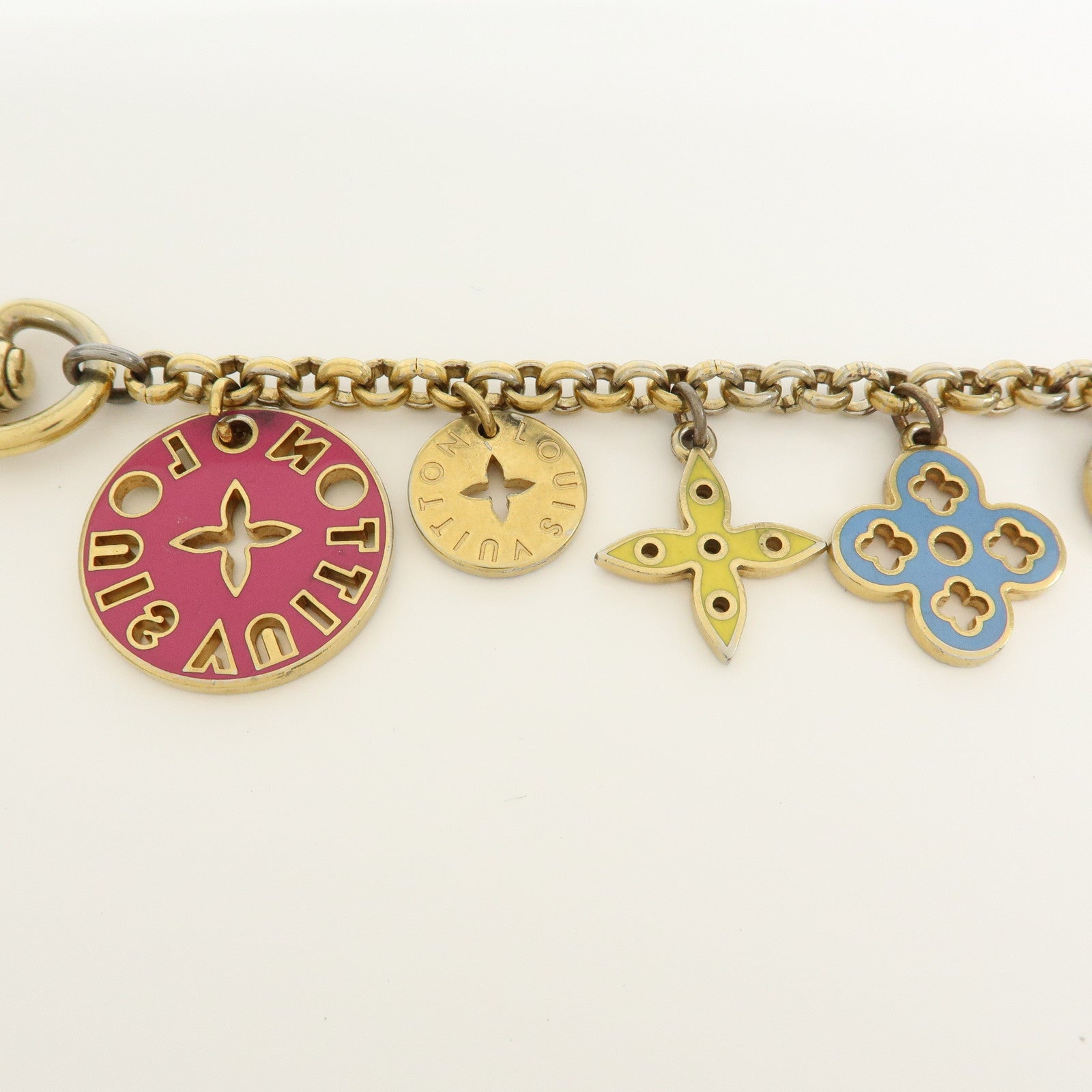 Louis Vuitton Logo Plate Metal Bag Charm Key Chain Silver M65367