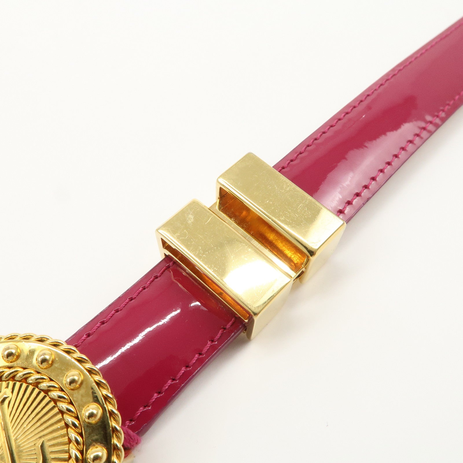 Louis Vuitton LV Stamp Vernis Leather Ceinture Belt Pink