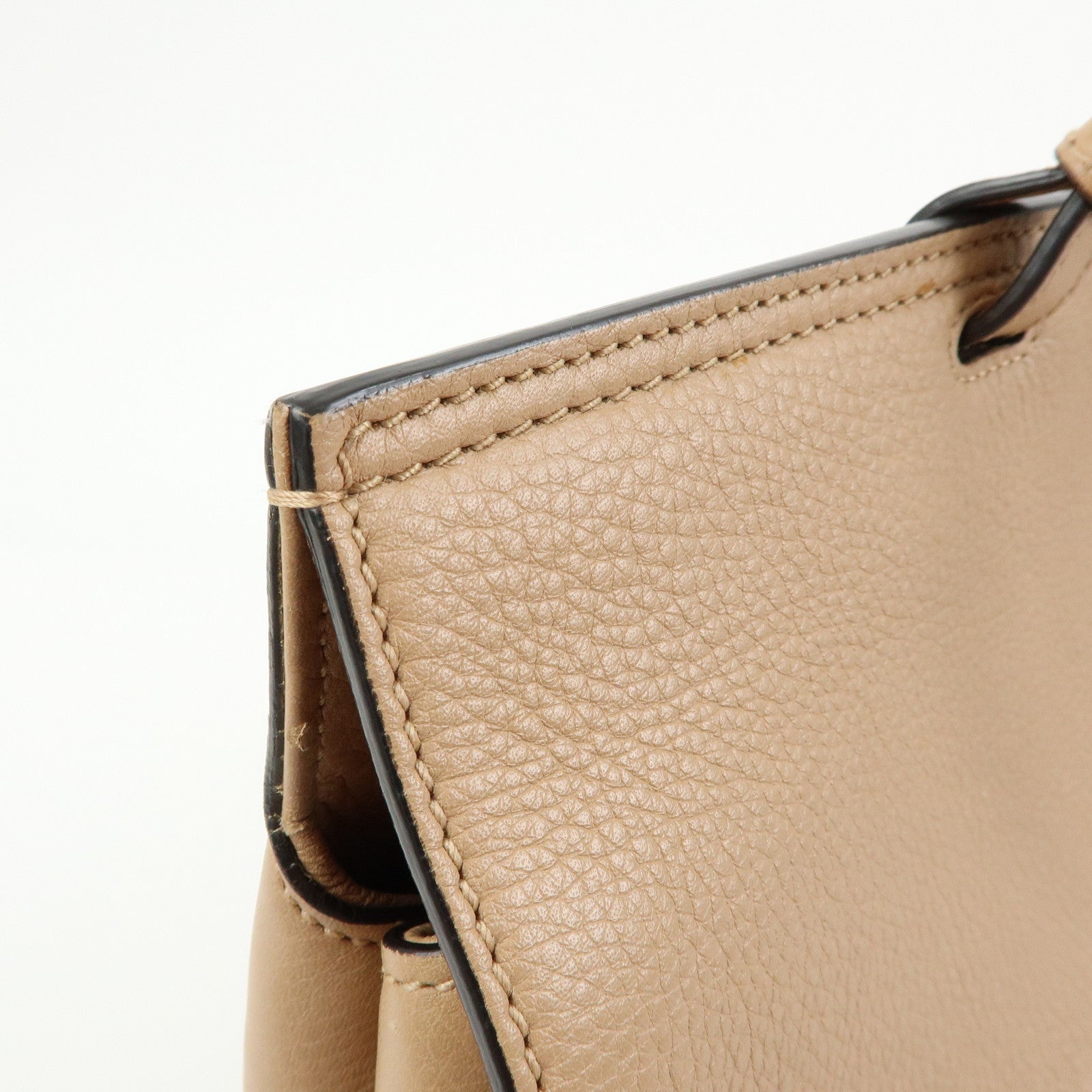 GUCCI Bamboo Daily Leather 2Way Bag Hand Shoulder Bag Beige 370830