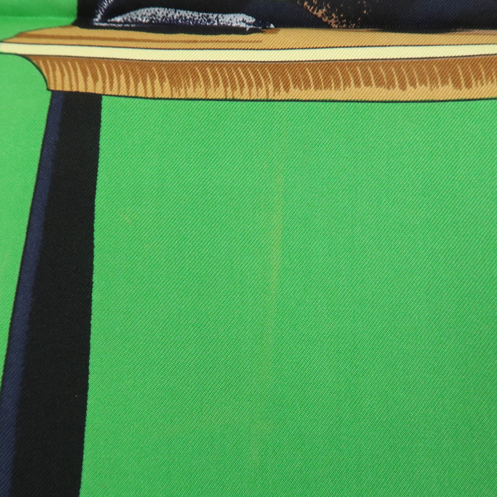 HERMES Carre 90 Silk 100% Scarf TUTANKHAMUN Green Gold