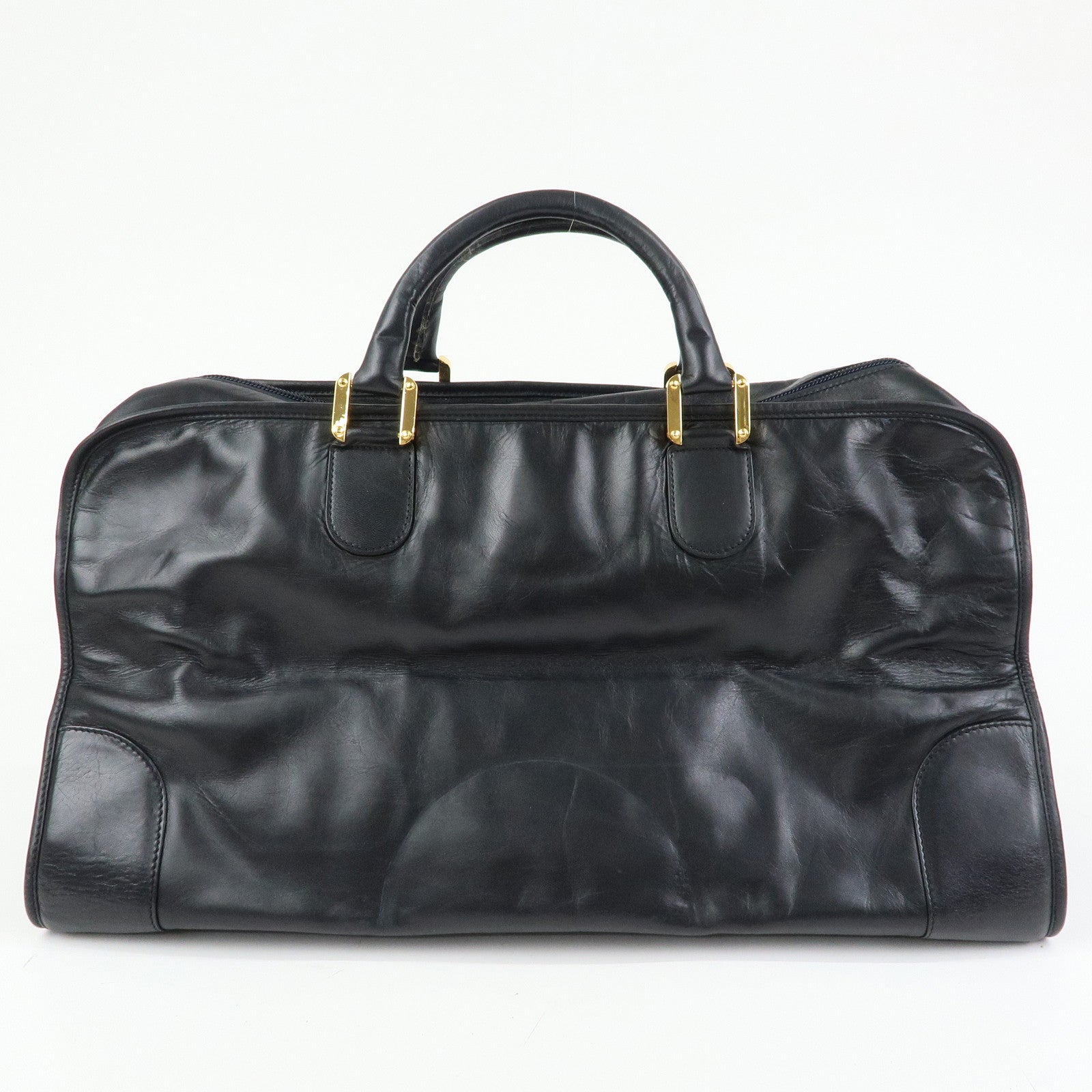 LOEWE Anagram Amazona 50 Leather Hand Bag Boston Bag Black