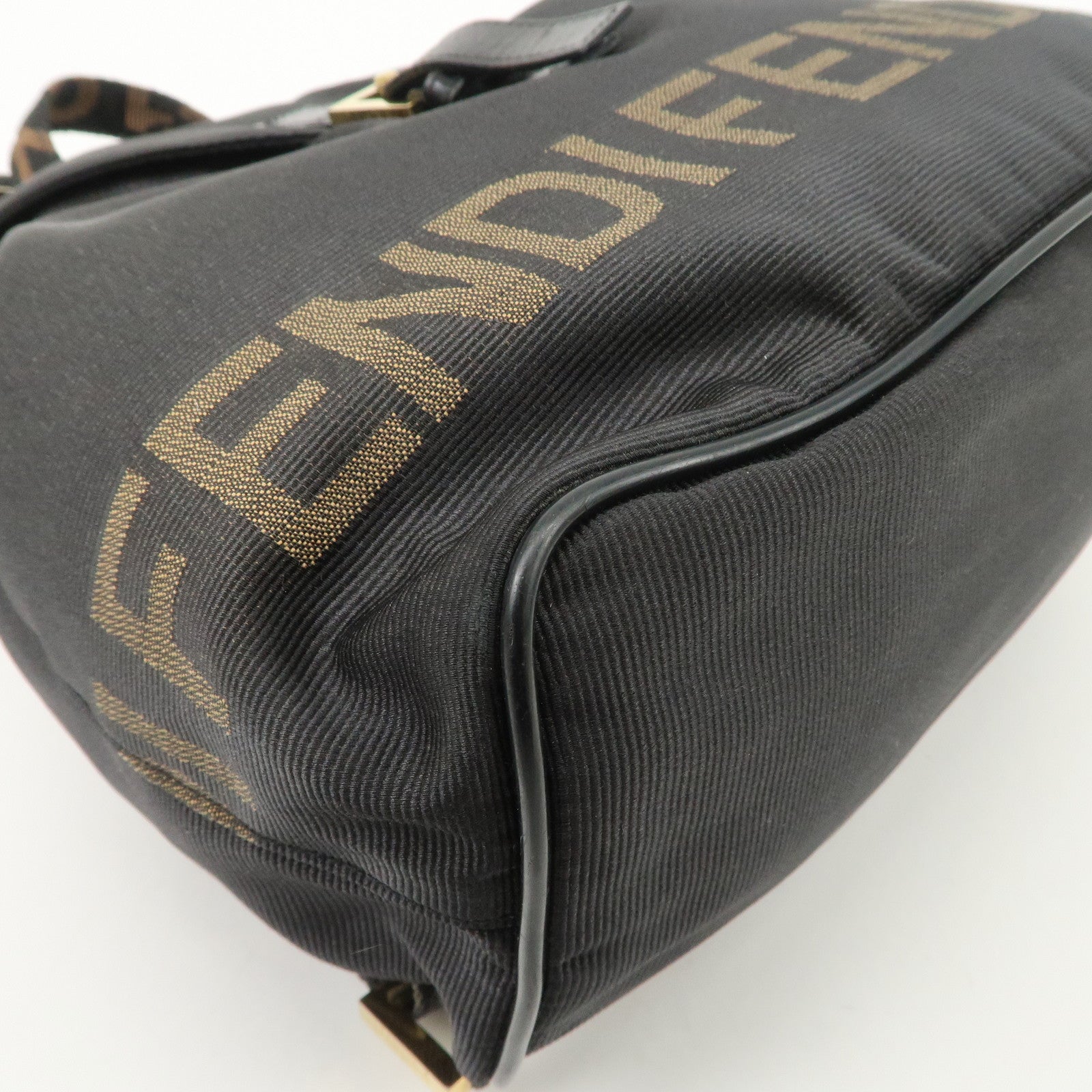 FENDI Nylon Leather Back Pack Black Gold Hardware 263390