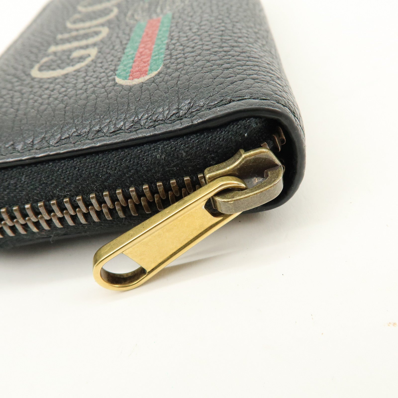 GUCCI Sherry GG Marmont Leather Zippy Card Case Black 496319