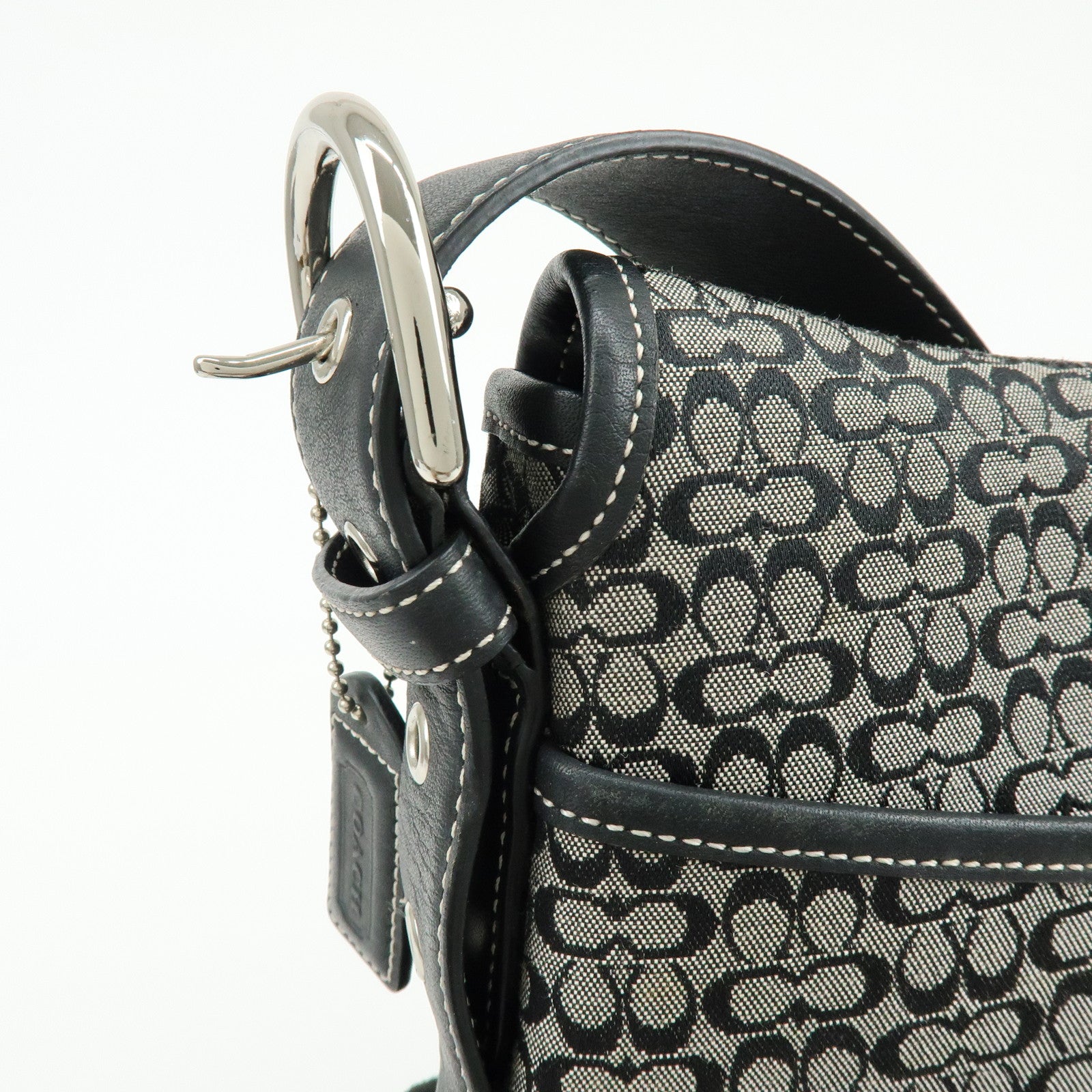 COACH Signature Canvas Leather Shoulder Bag Crossbody Bag Black