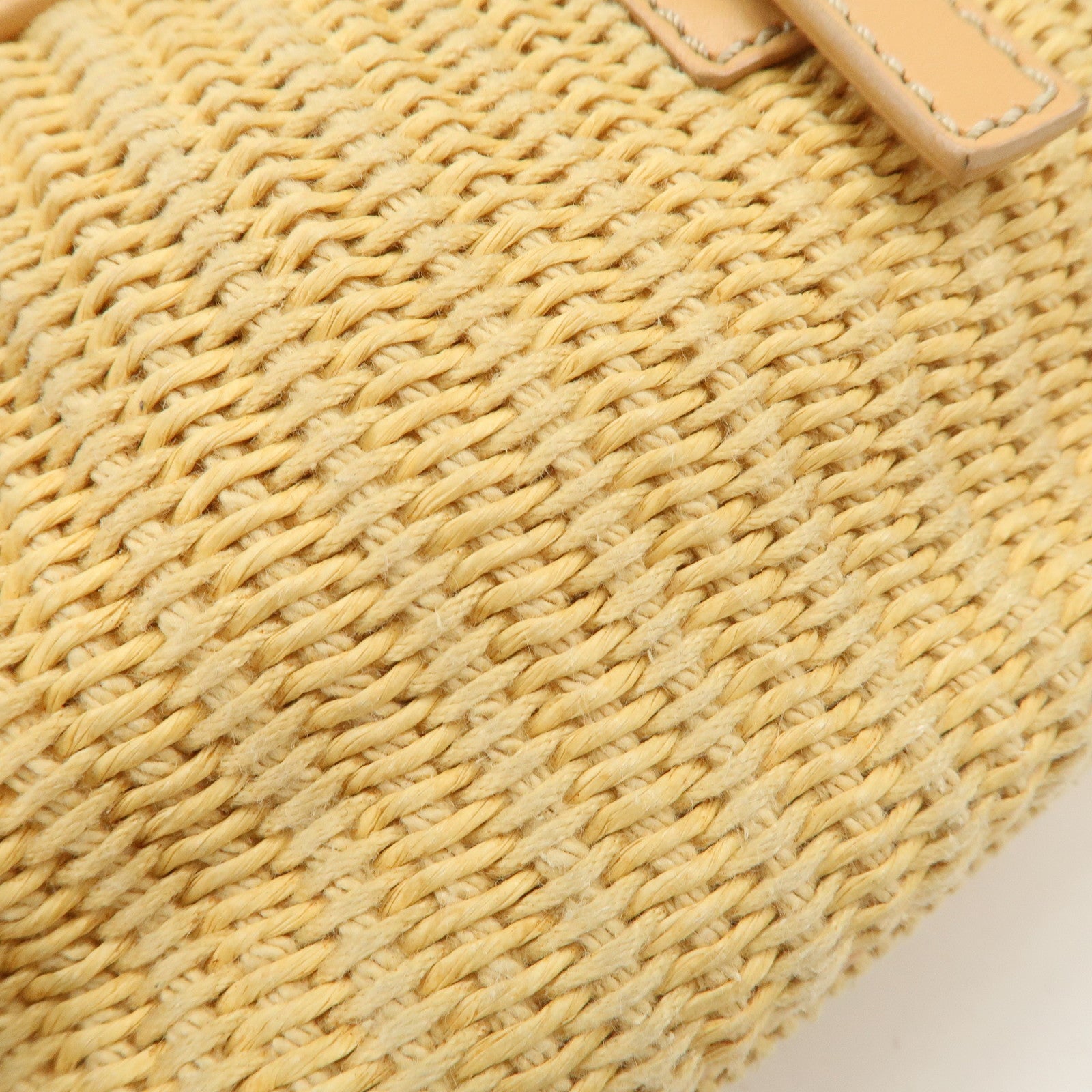 FENDI Raffia Leather Small Boston Hand Shoulder Bag Natural 8BN004