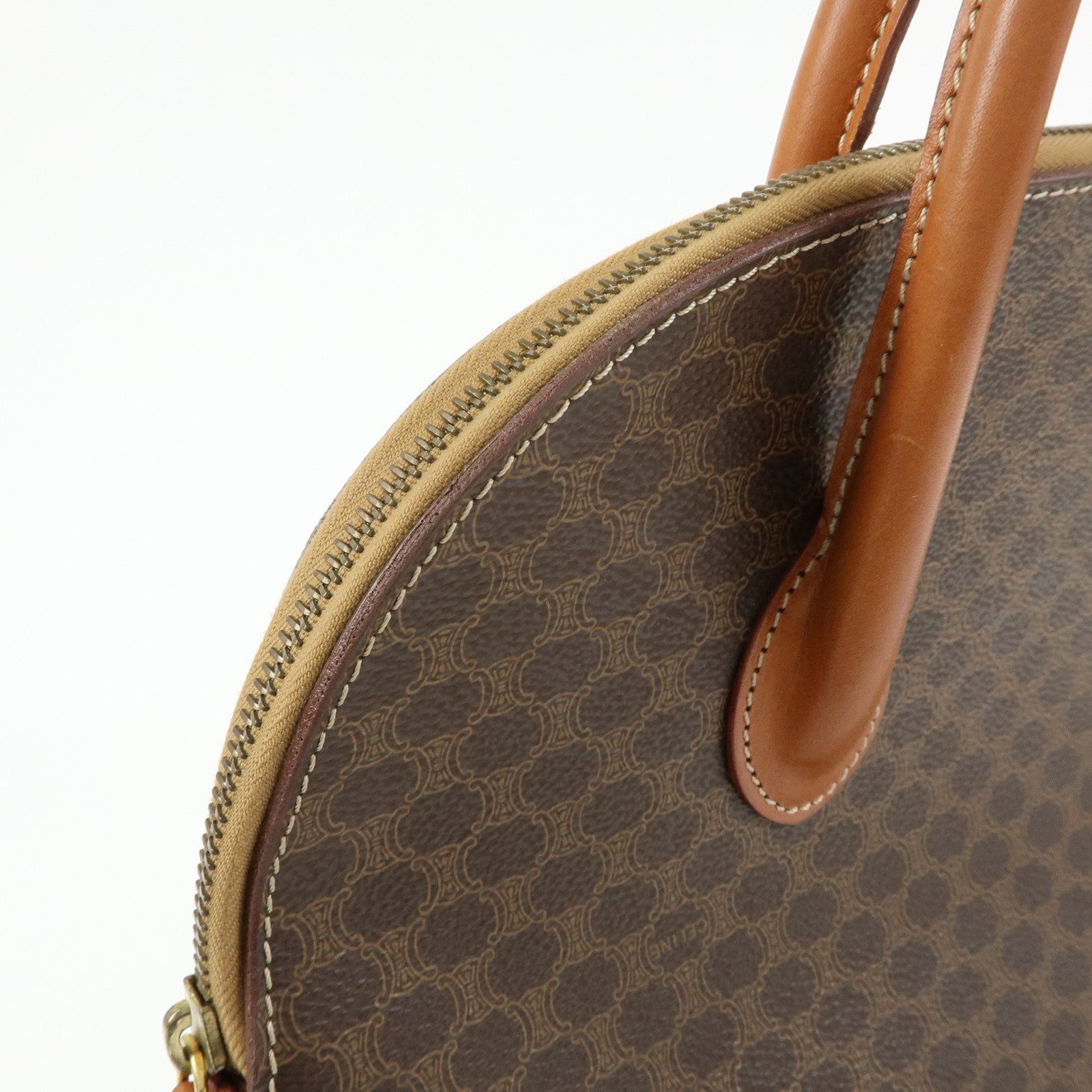 CELINE Macadam PVC Leather 2Way Bag Hand Bag Brown