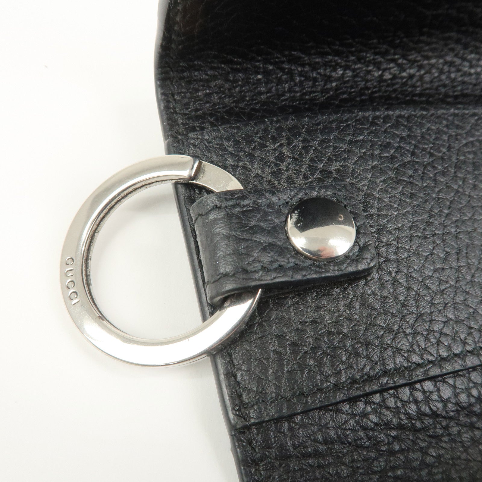GUCCI Logo Leather 6 Rings Key Case Key Holder Black 771156