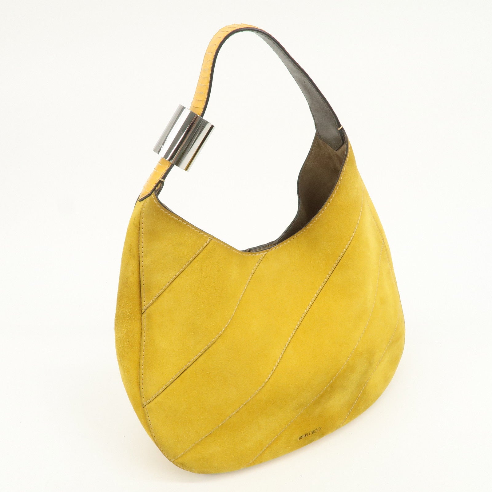 JIMMY CHOO Suede Leather Shoulder Bag Hand Bag Yellow