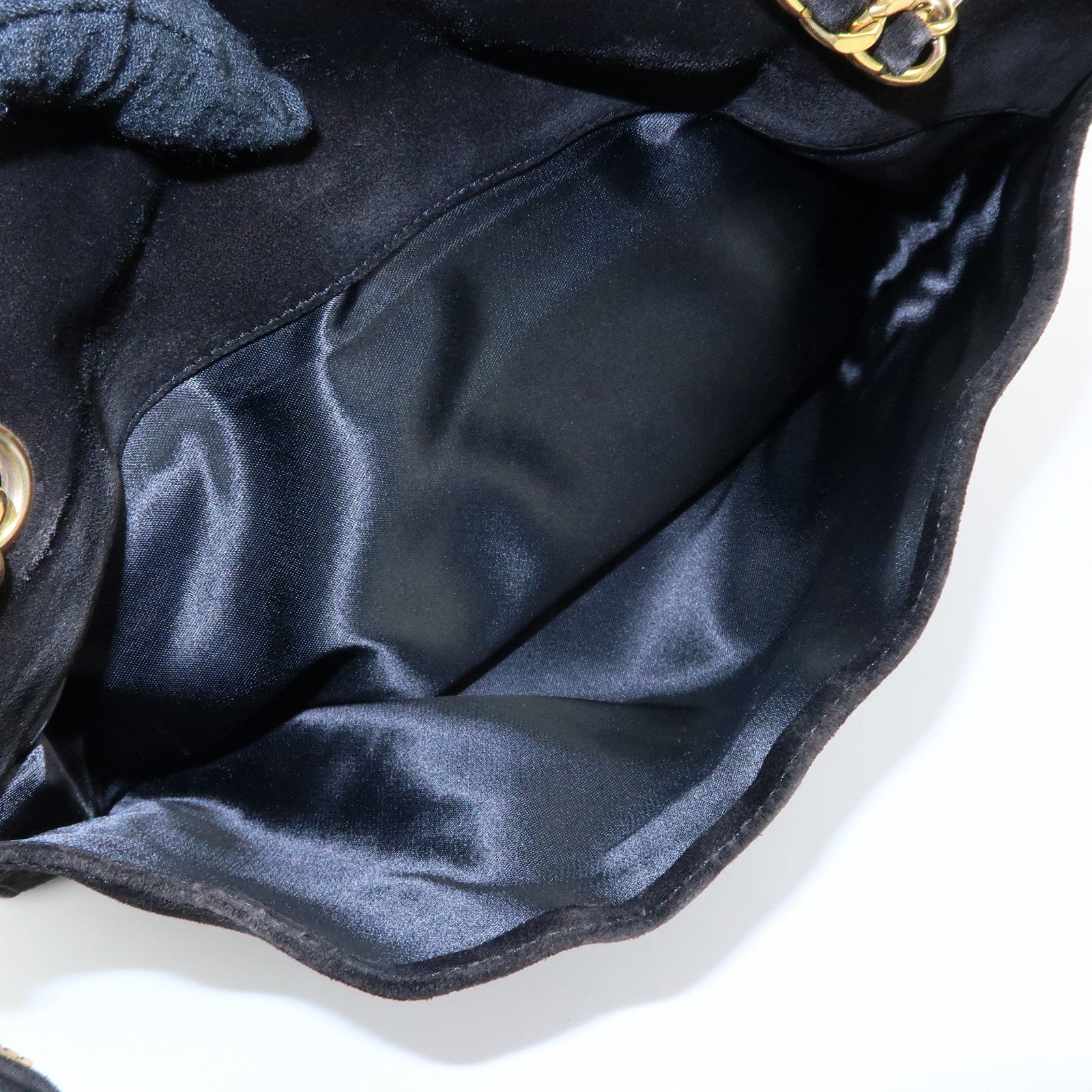 CHANEL COCO Mark Suede Chan Shoulder Bag Black