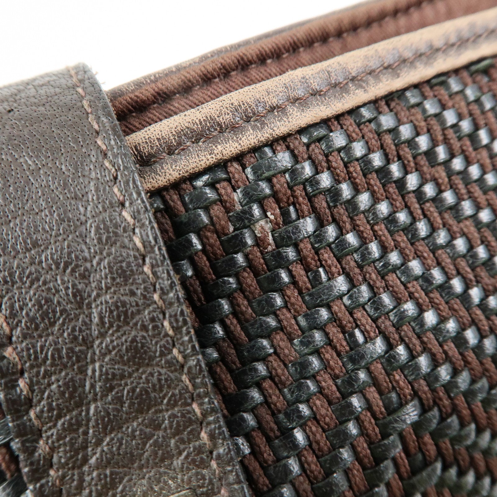 HERMES Amedaba Diago GM Polyester Leather Tote Bag Brown Black