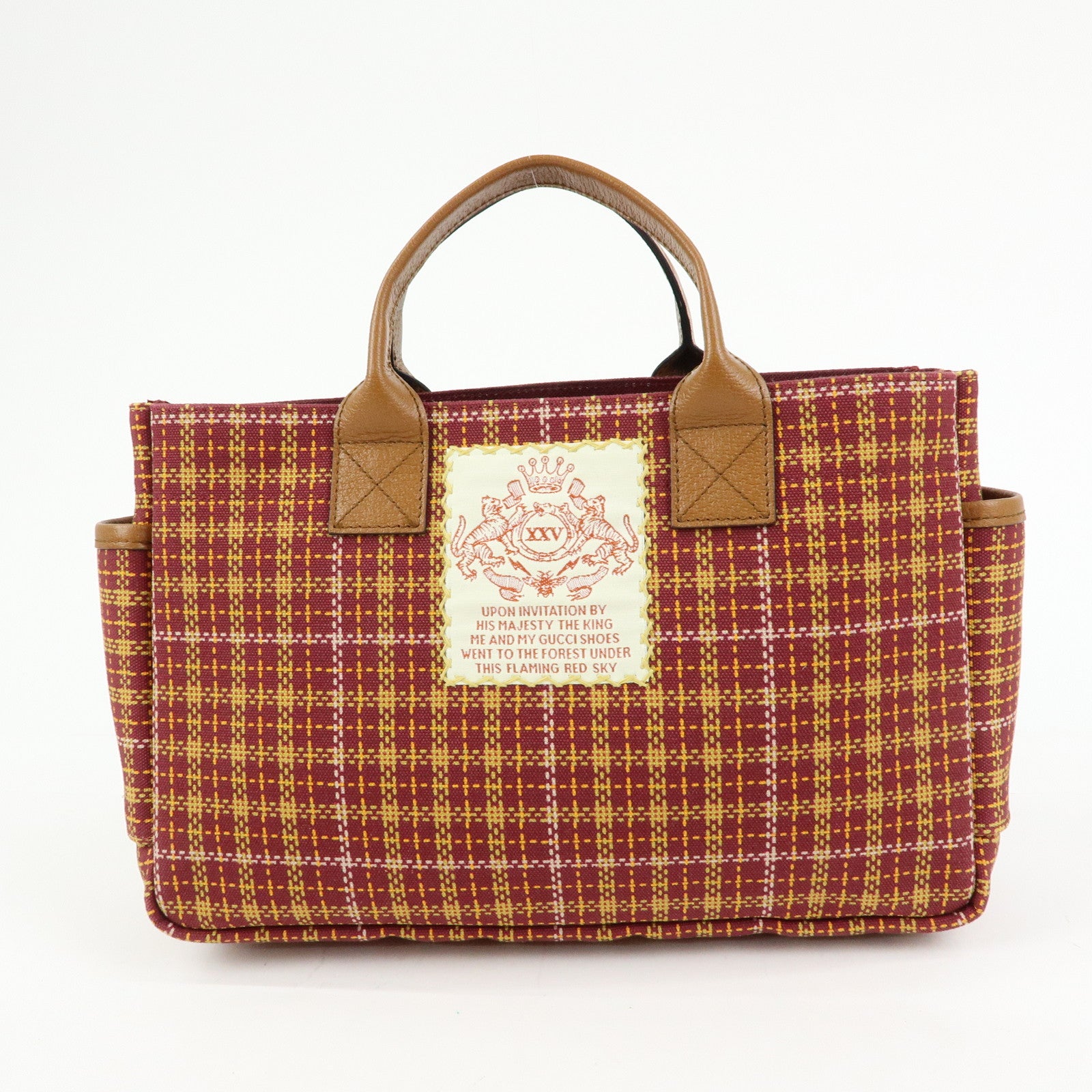 GUCCI Children’s Canvas Leather Tote Bag Bordeaux Brown 628150