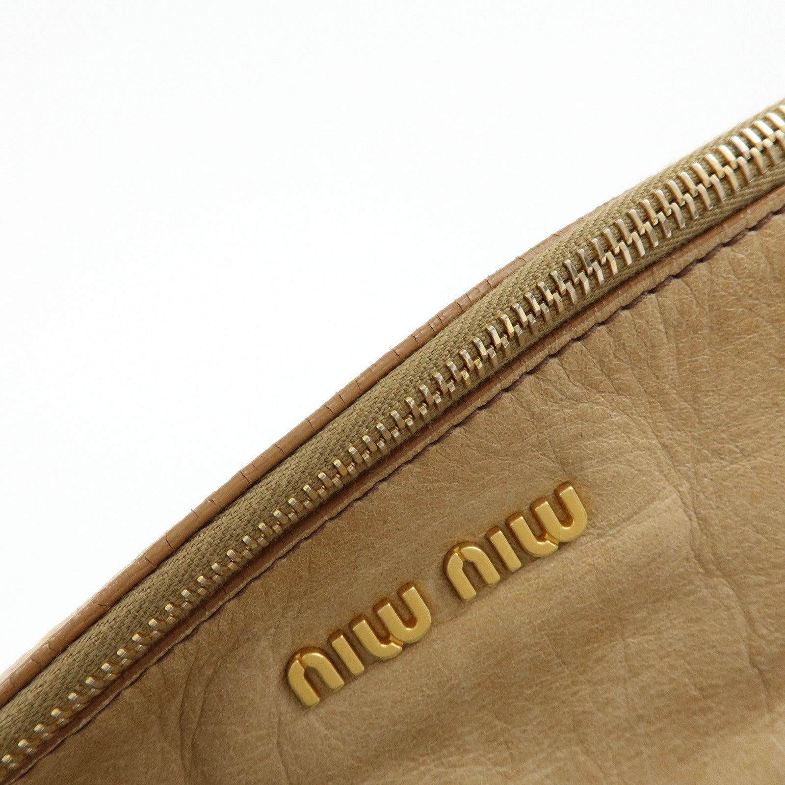 MIU MIU Leather 2Way Bag Hand Bag Shoulder Bag Beige RT0438