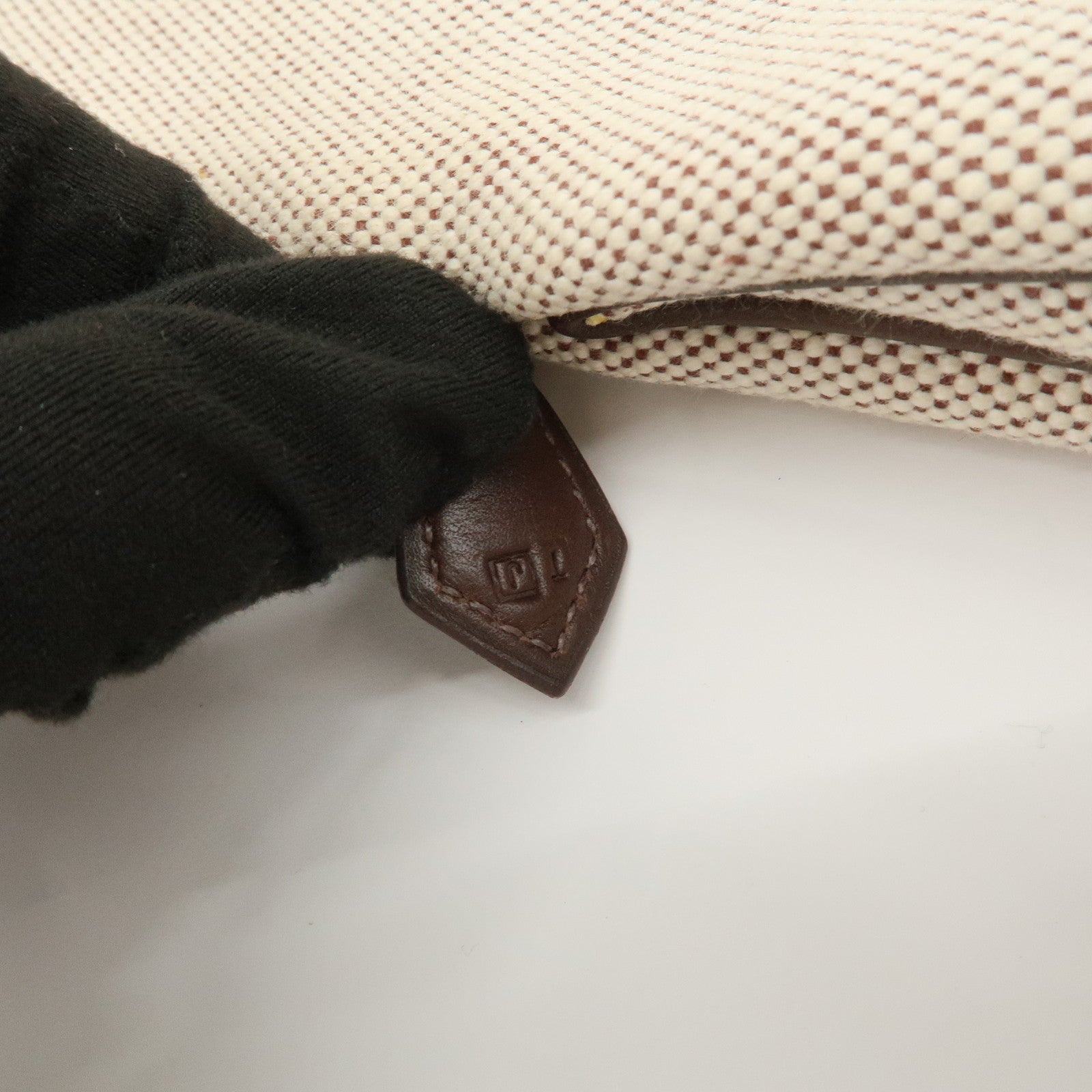 HERMES Leather Toile Ash Sac Eve MM J Engraved Hand Bag Natural