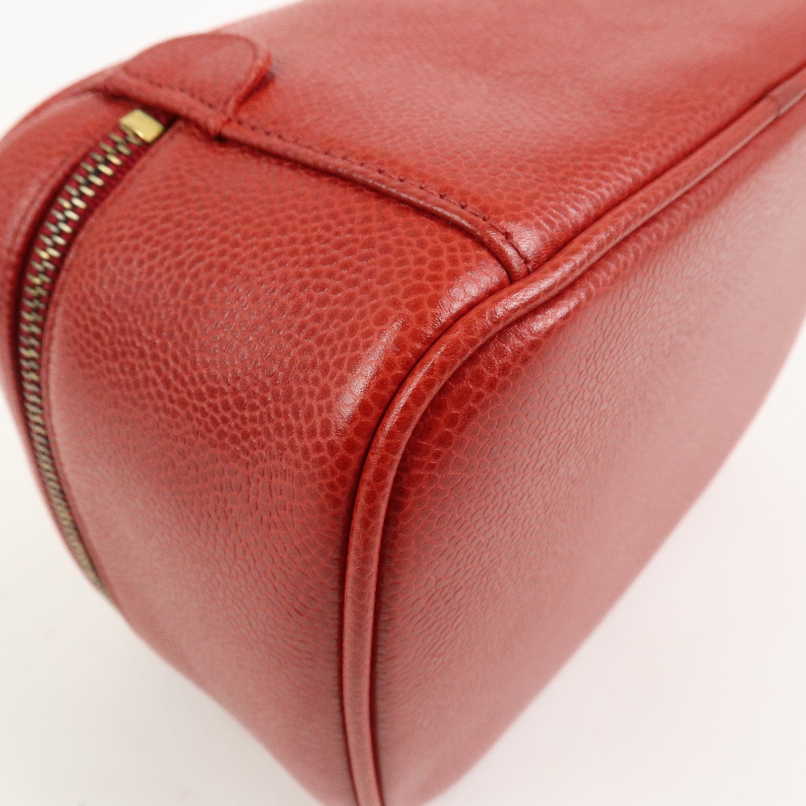 CHANEL COCO Mark Caviarskin Vanity Bag Hand Bag Red A01998