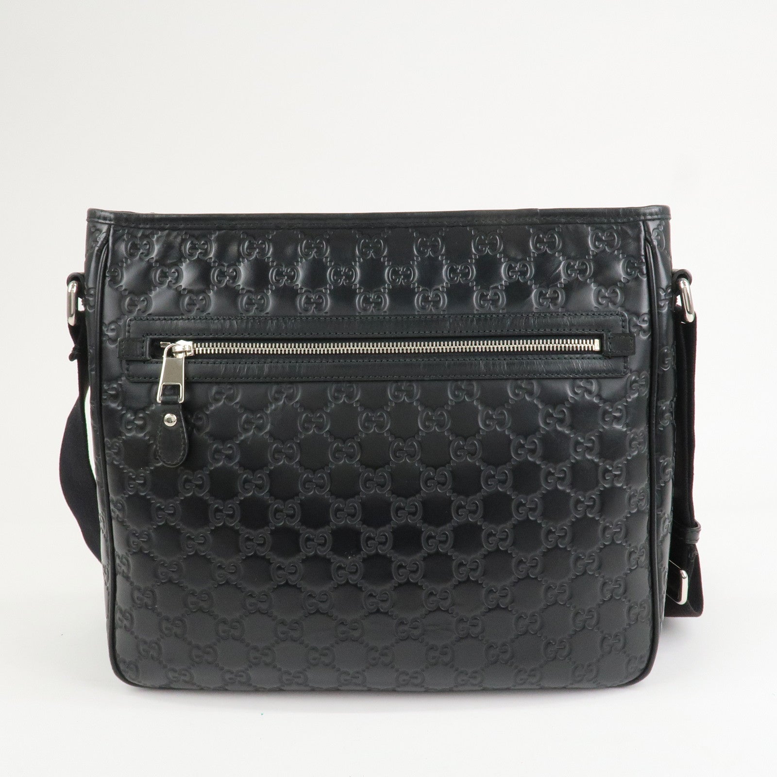 GUCCI Sherry Guccissima Leather Shoulder Bag Black 322080