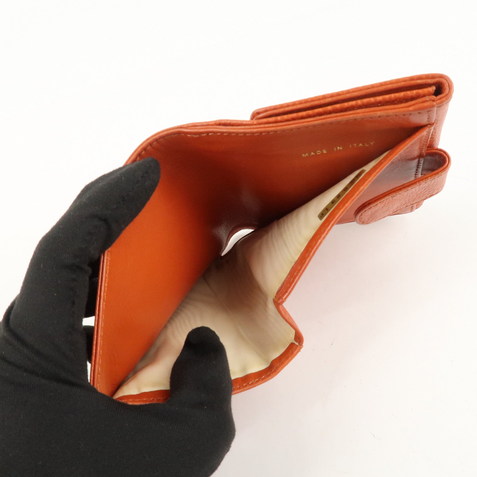 CHANEL COCO Mark Caviarskin Double Hook Bi-Fold Wallet A13496 Used