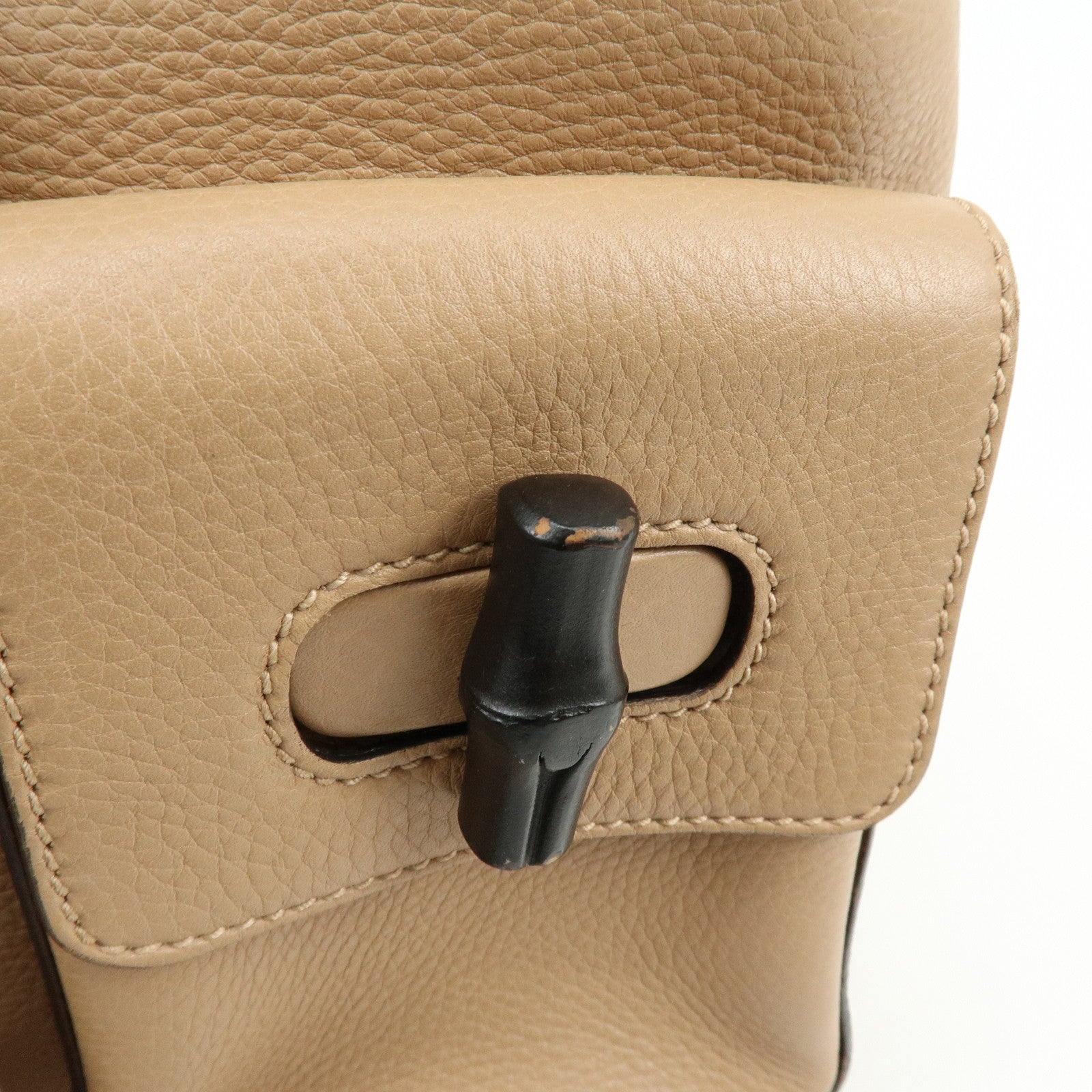 GUCCI Bamboo Leather Tassel Backpack Rucksack Pink Beige 370833