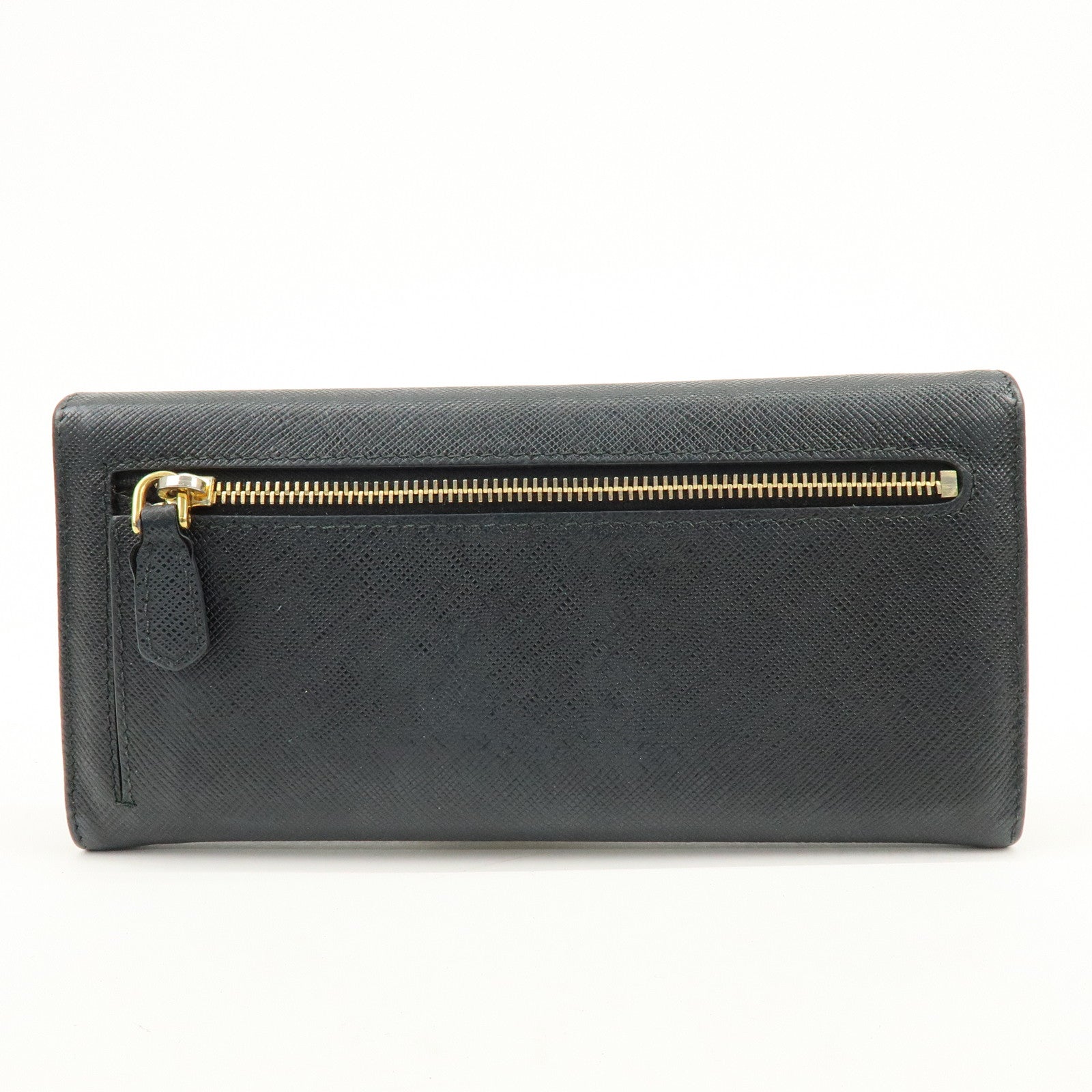 PRADA Saffiano Leather Flap Bi-Fold Long Wallet Black 1MH132