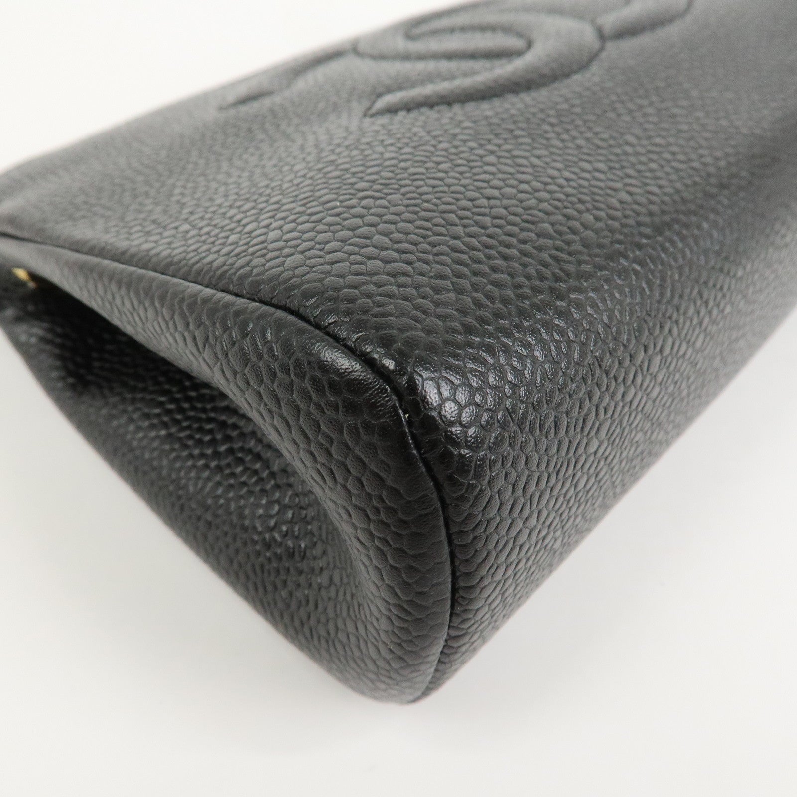 CHANEL COCO Mark Caviarskin Cosmetic Pouch Black