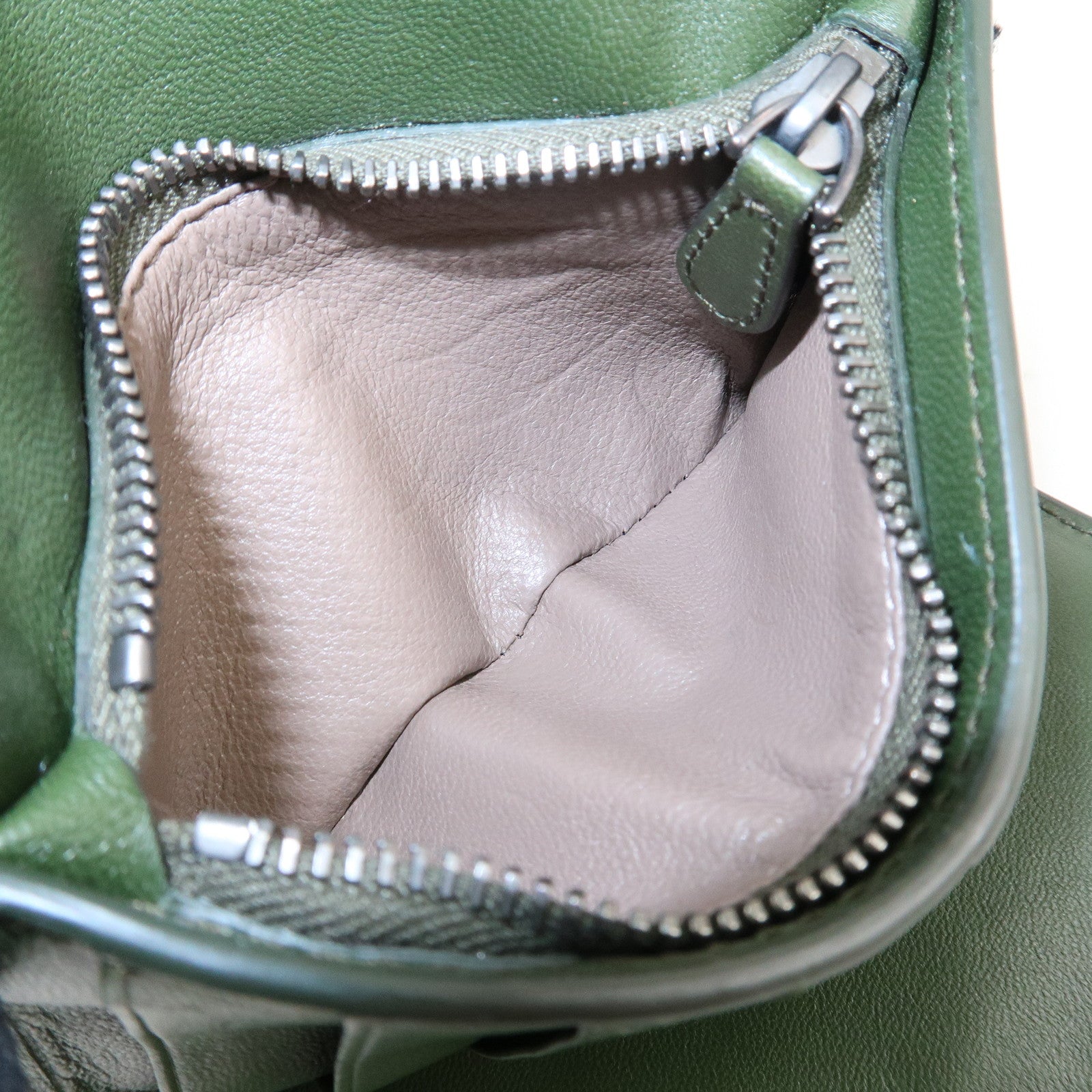 BOTTEGA VENETA Intrecciato Leather Tri-fold Wallet Dark Green Used