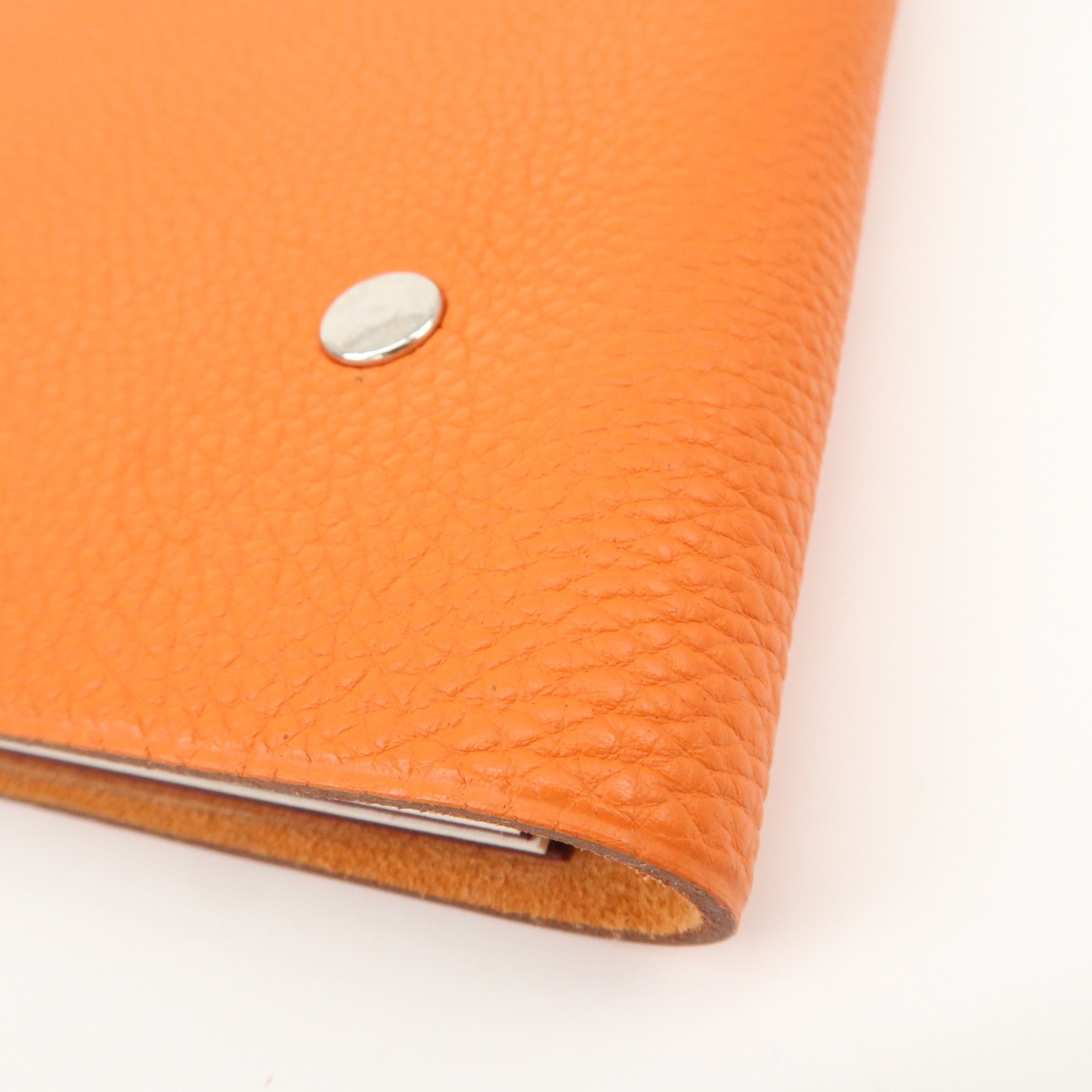 HERMES Togo Leather Ulysse MM □J Stamped Notebook Cover Potiron Orang