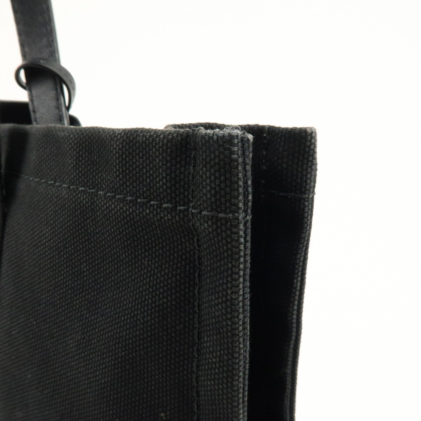 JIMMY CHOO Logo Canvas Leather Shoulder Bag Tote Bag Black